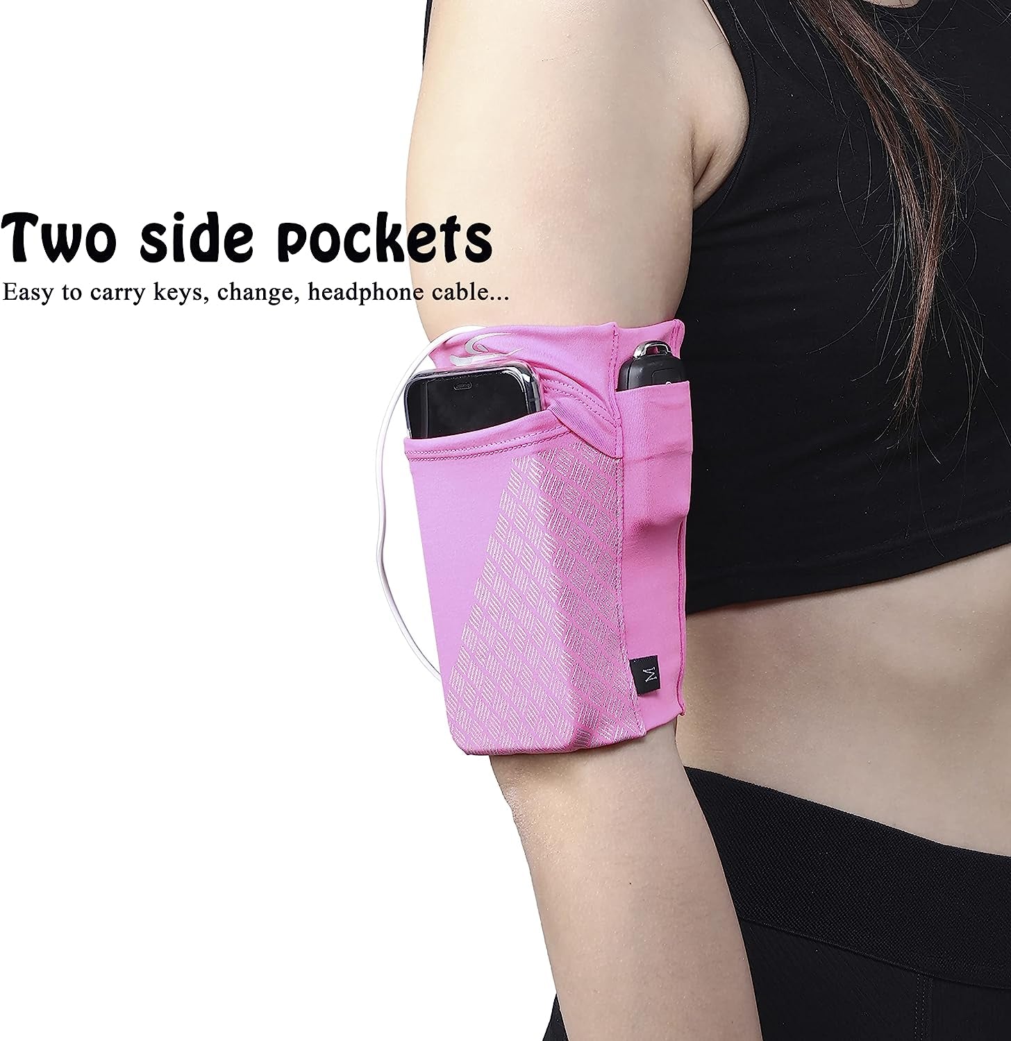 Hirui Universal Sports Armband Cell Phone Armband Sleeves Running Armband for Exercise Workout, Compatible with Iphone 14/14Plus/Pro Iphone 13/12/11 Samsung Galaxy All Phones (Medium, Pink)  HiRui Tech   