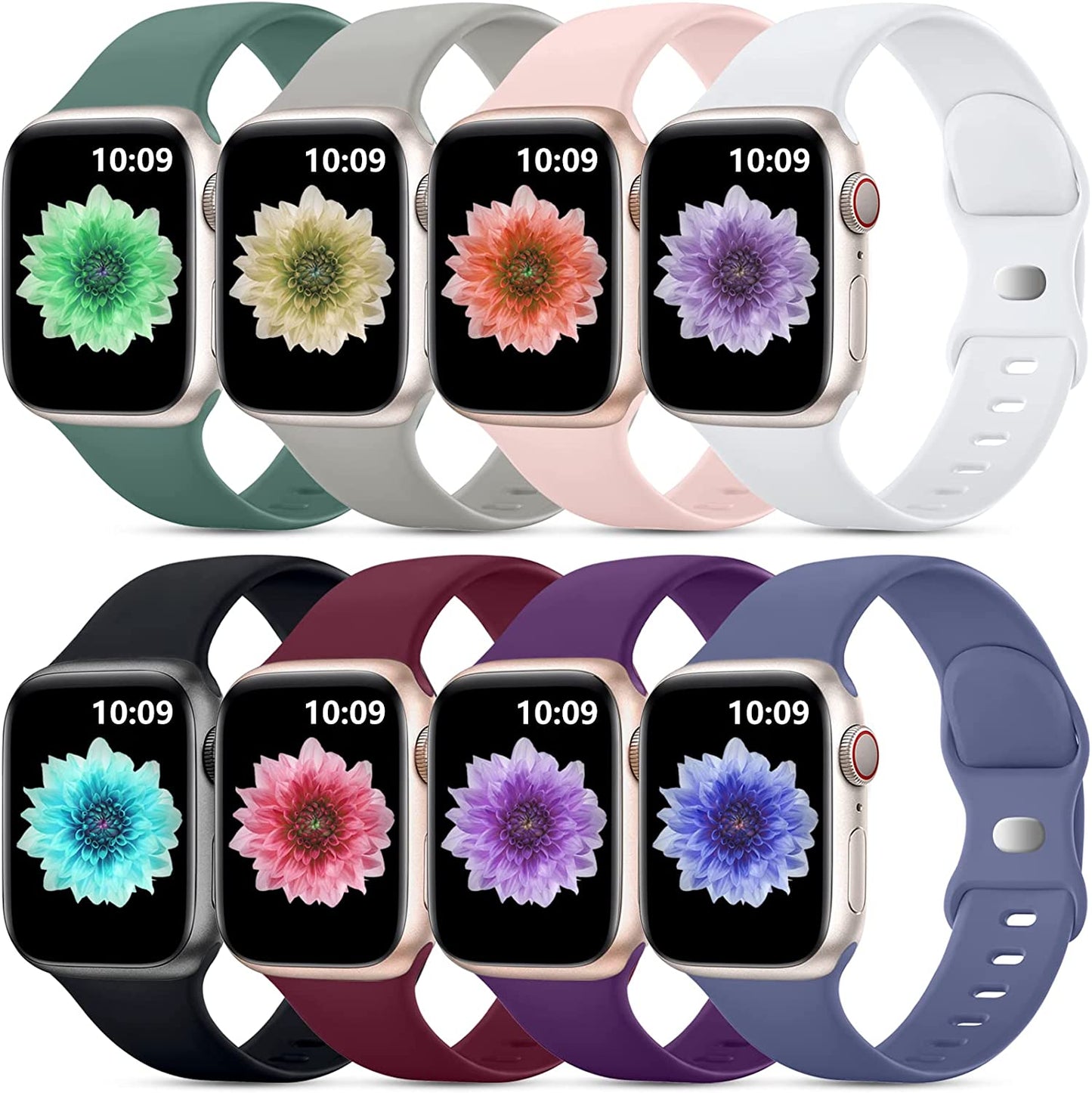 Daqin 8 Pack Sport Bands Compatible with Apple Watch Band 38Mm 40Mm 41Mm 42Mm 44Mm 45Mm 49Mm Women Men,Soft Silicone Waterproof Replacement Strap for Apple Watch Ultra Iwatch Series 8 7 6 5 4 3 2 1 SE  Xuchangjiansenshangmaoyouxiangongsi   