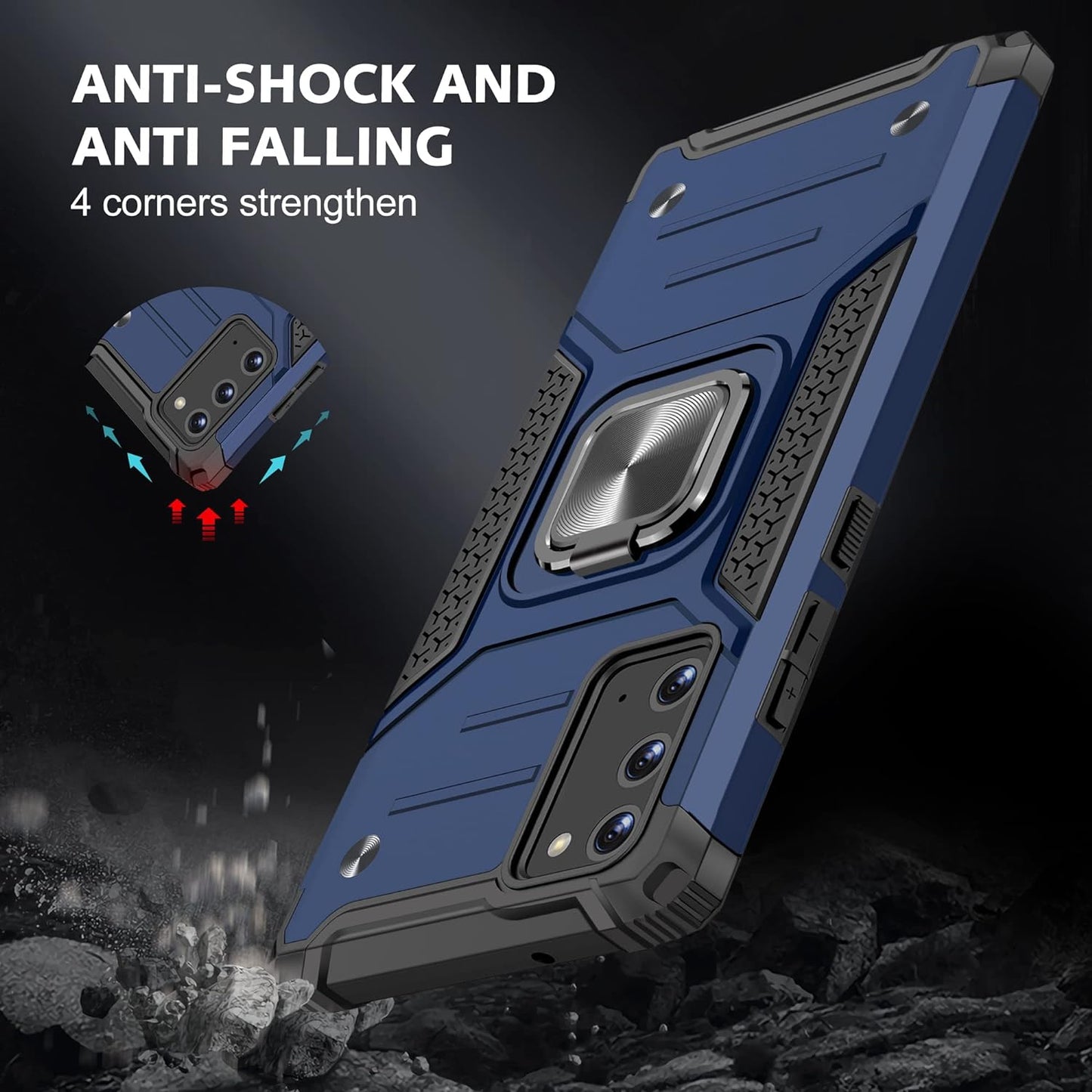 AYMECL for Note 20 Case, Samsung Galaxy Note 20 Case with Self Healing Flexible TPU Screen Protector[2 Pack], Military Grade with Kickstand Protective Case for Samsung Galaxy Note 20 5G-Blue  AYMECL   