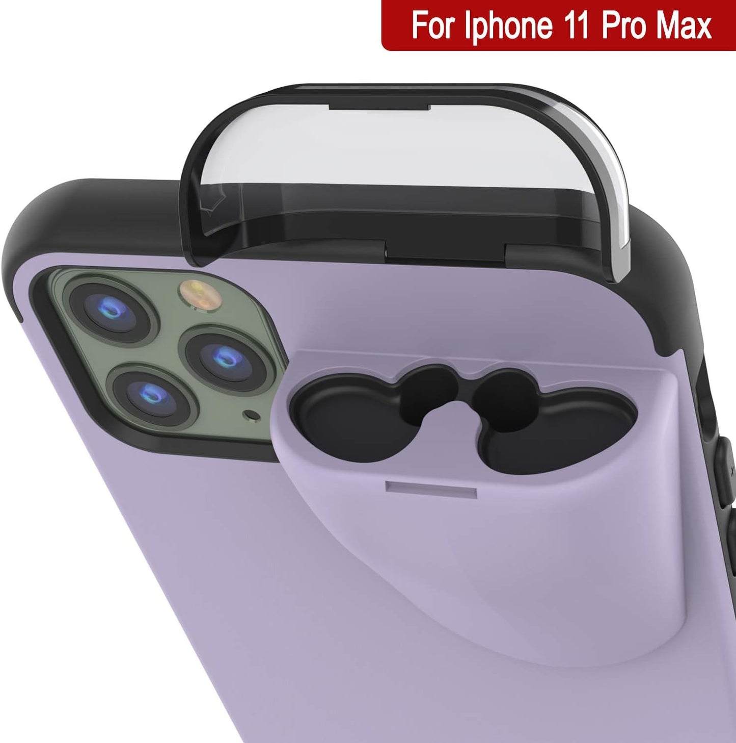 Punkcase Iphone 11 Pro Max Airpods Case Holder (Toppods Series) | Slim & Durable 2 in 1 Cover Designed for Iphone 11 Pro Max (6.5") | Protects Your Phone & Stores Your Airpods Gen. 1 & 2 [Purple]  punkcase   
