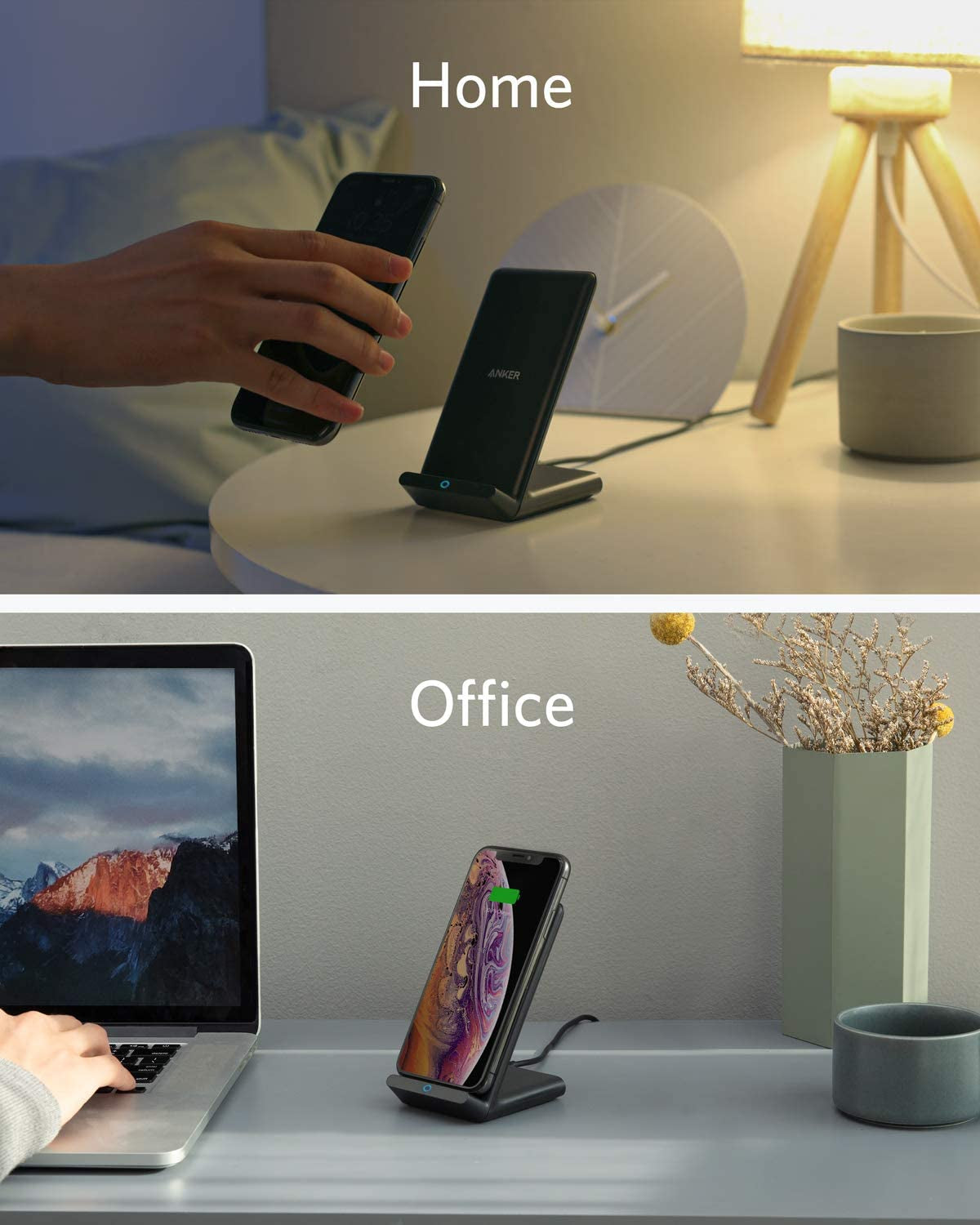 Anker 2 Pack 313 Wireless Charger (Stand), Qi-Certified for Iphone 14/14 Pro/14 Pro Max/13/13 Pro Max, 10W Fast-Charging Galaxy S20, S10 (No AC Adapter)  Anker   