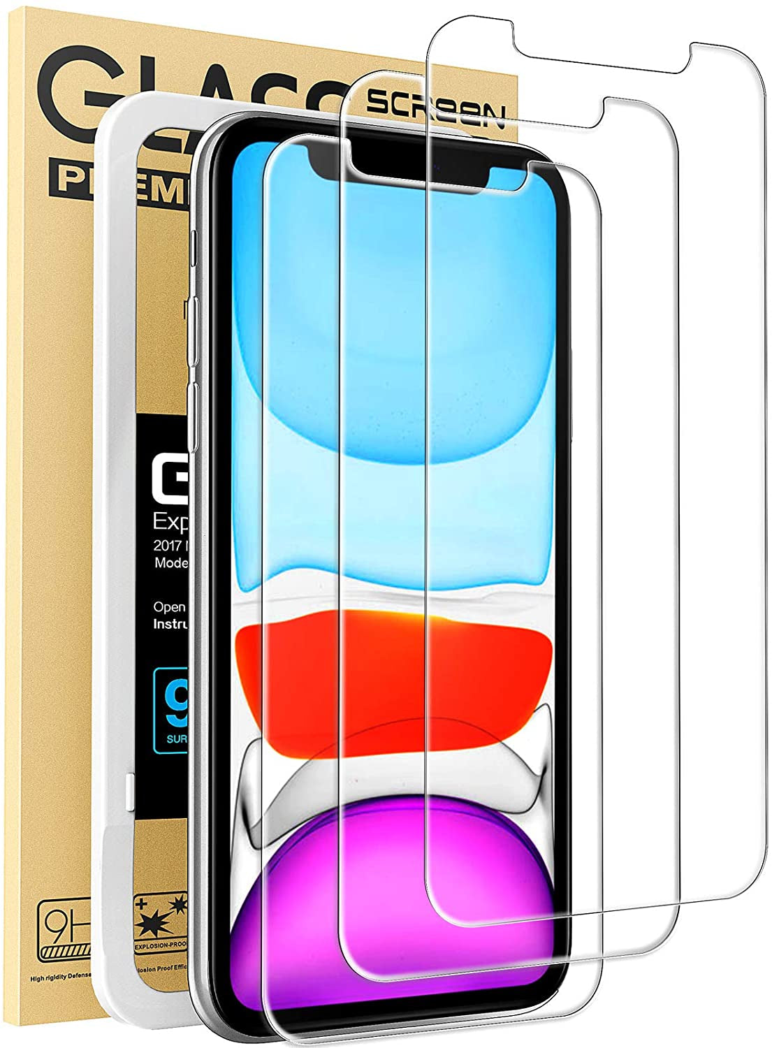 Mkeke Compatible with Iphone 11 Screen Protector for Iphone XR Screen Protector, Tempered Glass Film for Apple Iphone 11 and Iphone XR, 3-Pack Clear  Mkeke   