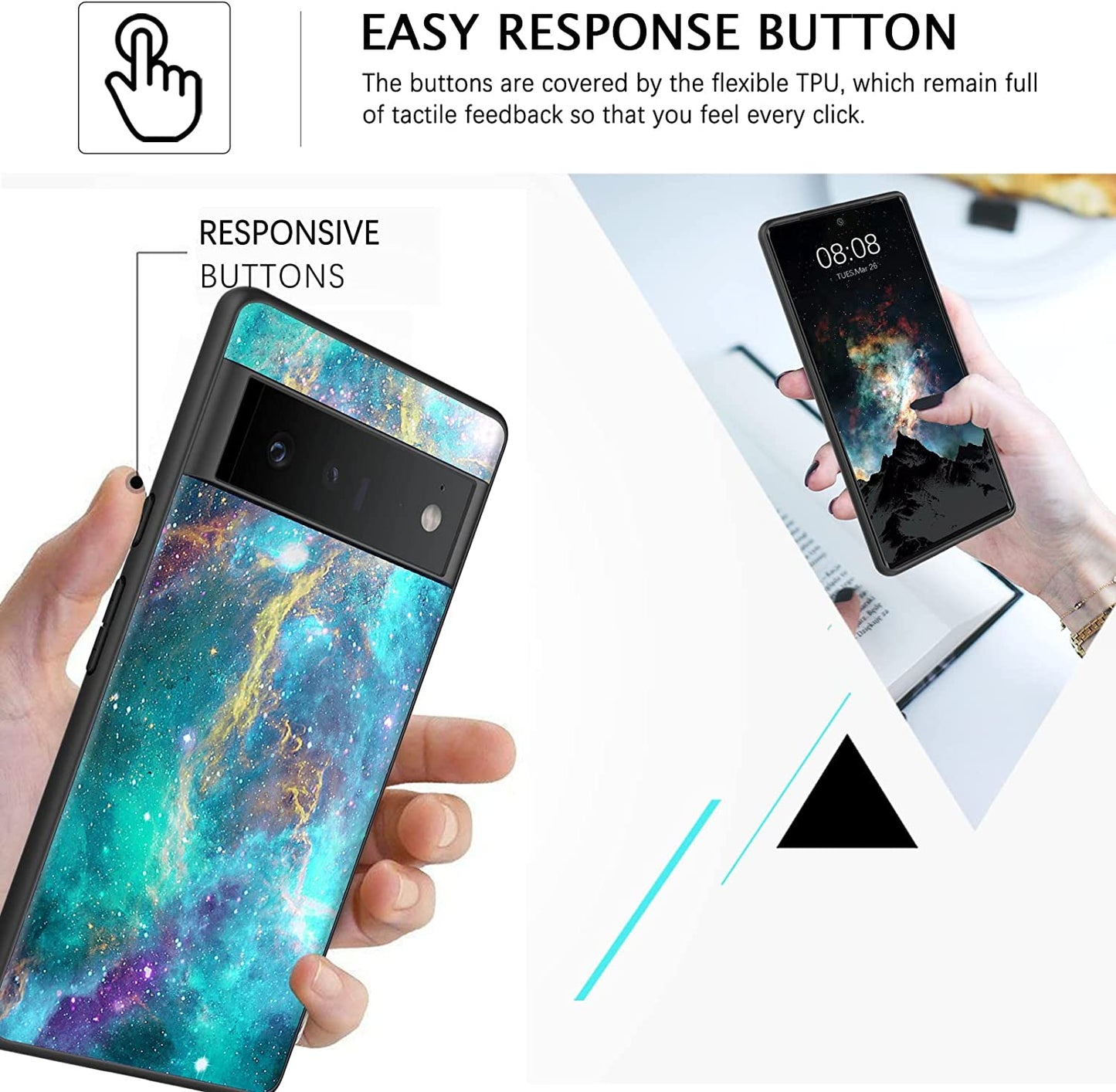 BENTOBEN Google Pixel 6 Pro Case, Slim Fit Glow in the Dark Hybrid Hard PC Soft TPU Bumper Shockproof Drop Protective Girls Women Men Phone Cover for Google Pixel 6 Pro 6.71", Green Nebula  BENTOBEN   