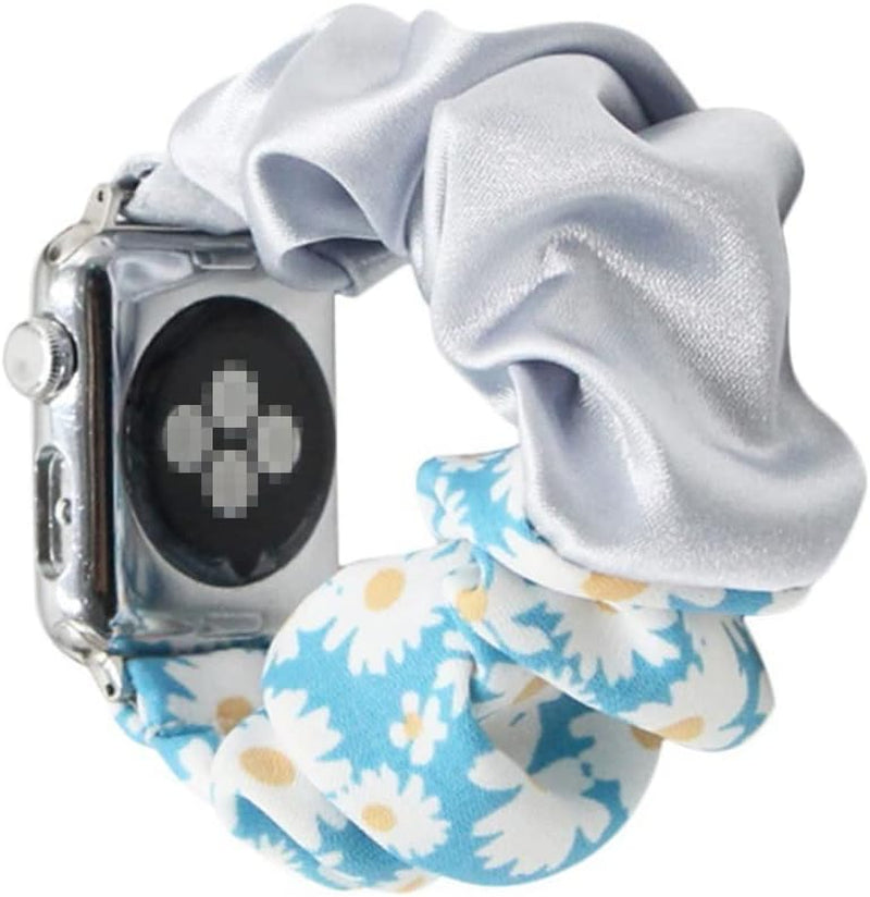 Tomcrazy Scrunchie Elastic Watchband for Apple Watch Band Series 8 7 6 5 4 3 2 1 SE Ultra, Watch Band for Iwatch 49Mm 45Mm 41Mm 38Mm 40Mm 42Mm 44Mm Strap Bracelet  Ruidou Technology Co Ltd Floral with blue 02 41mm/40mm/38mm 