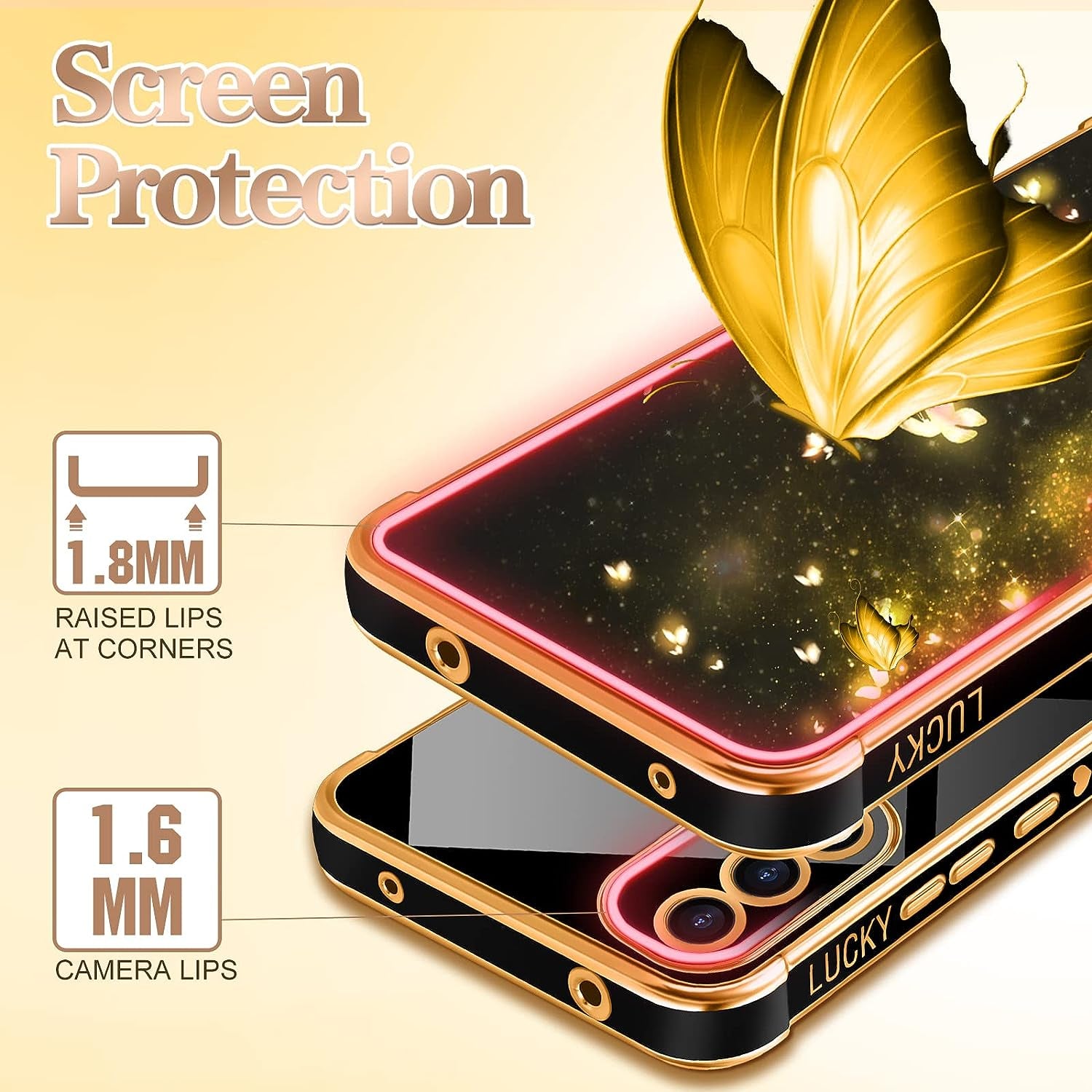 Coralogo for Moto G Pure Phone Case Butterfly for Women Girls Girly Pretty Cases Cute Black and Gold Plating Butterflies Unique Design Aesthetic Fashion Cover for Motorola Moto G Pure 2021 6.5"  Coralogo   