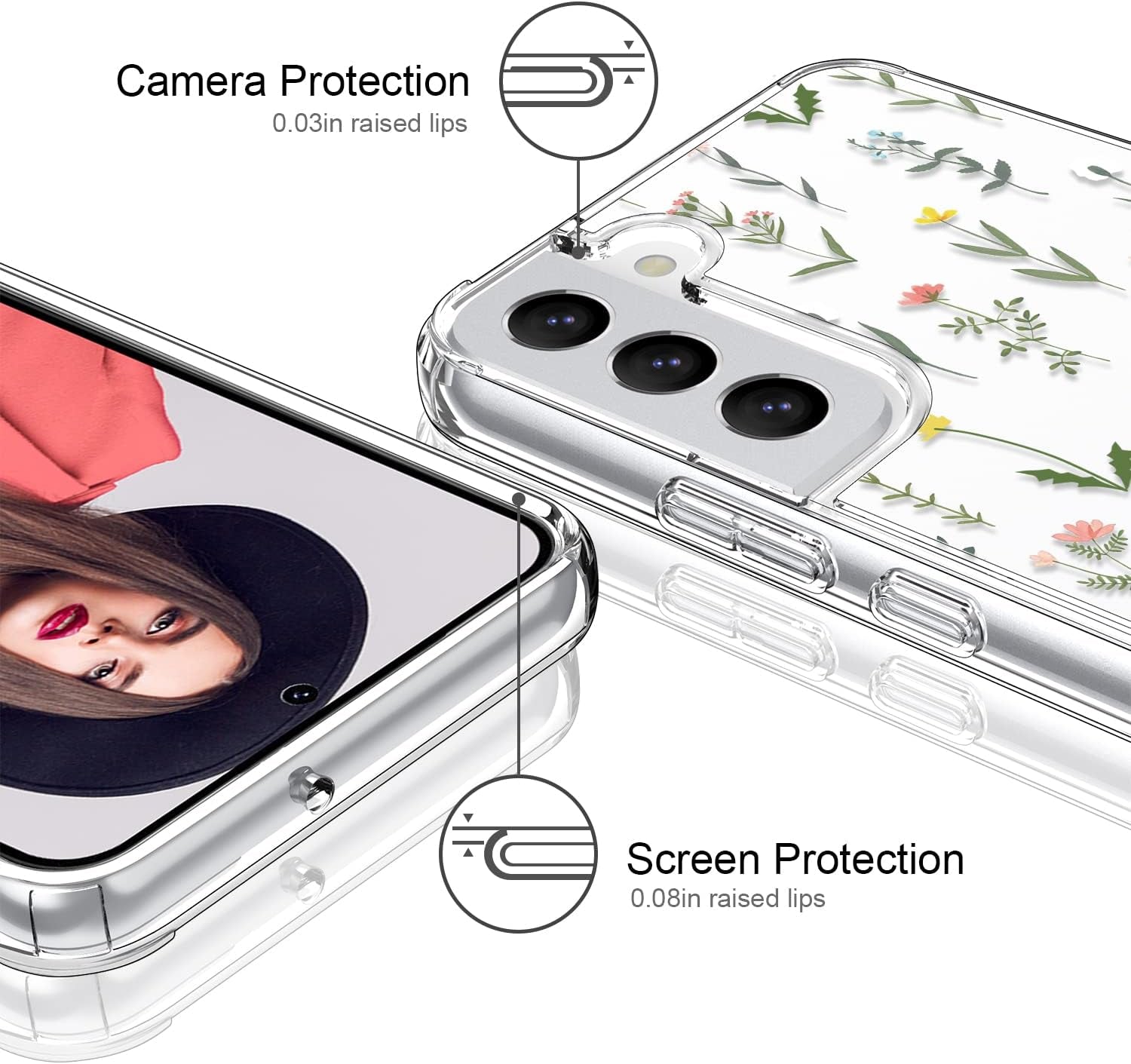 ICEDIO for Samsung Galaxy S22 Case,Slim Fit Crystal Clear Cover with Fashionable Designs for Girls Women,Durable Rugged Protective Phone Case for Samsung Galaxy S22 6.1" Cute Flower Garden  ICEDIO   