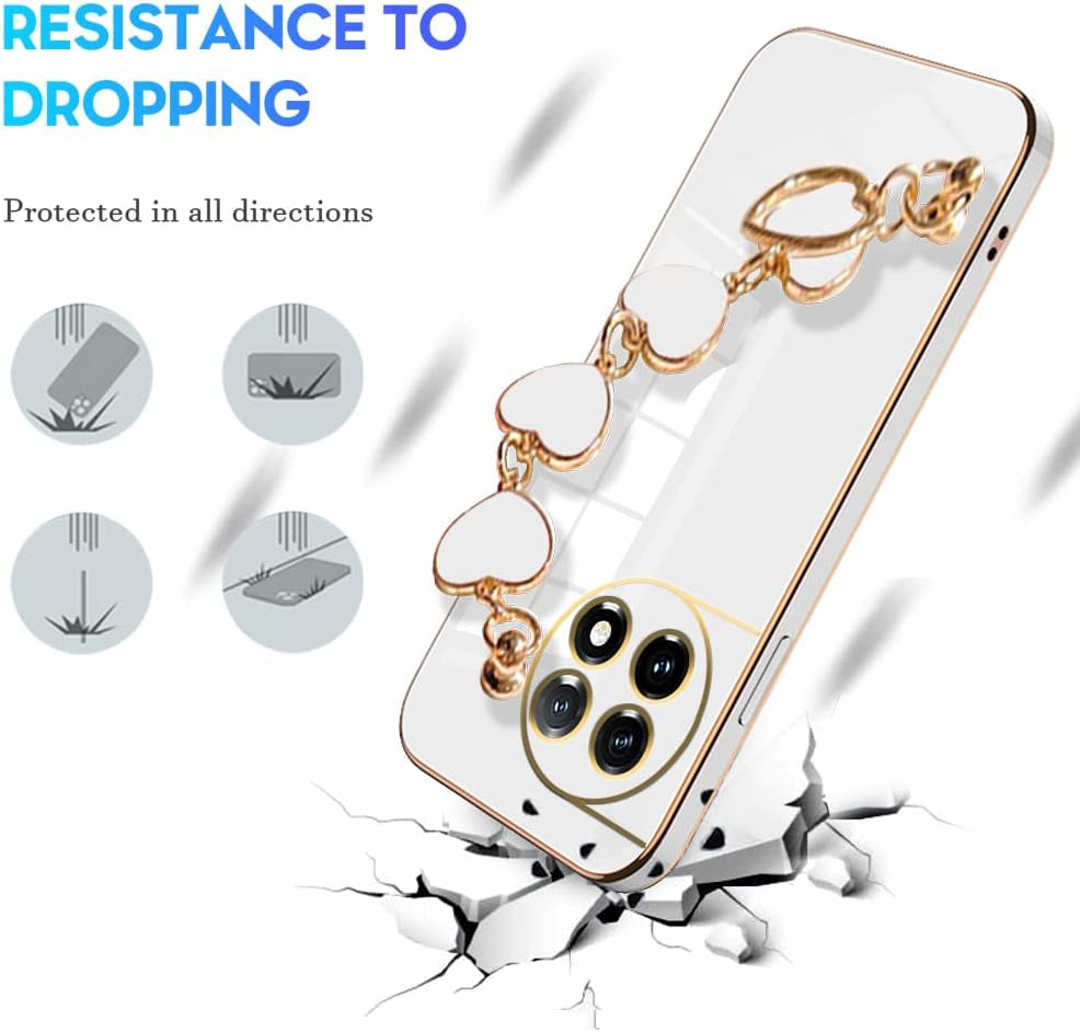 Jancyu Compatible with Oneplus 11 Case Silicone,Shockproof Phone Case for Oneplus11 with Strap Love Slim Protective Accessories Cute Cover for Women Girls (White)  Jancyu   