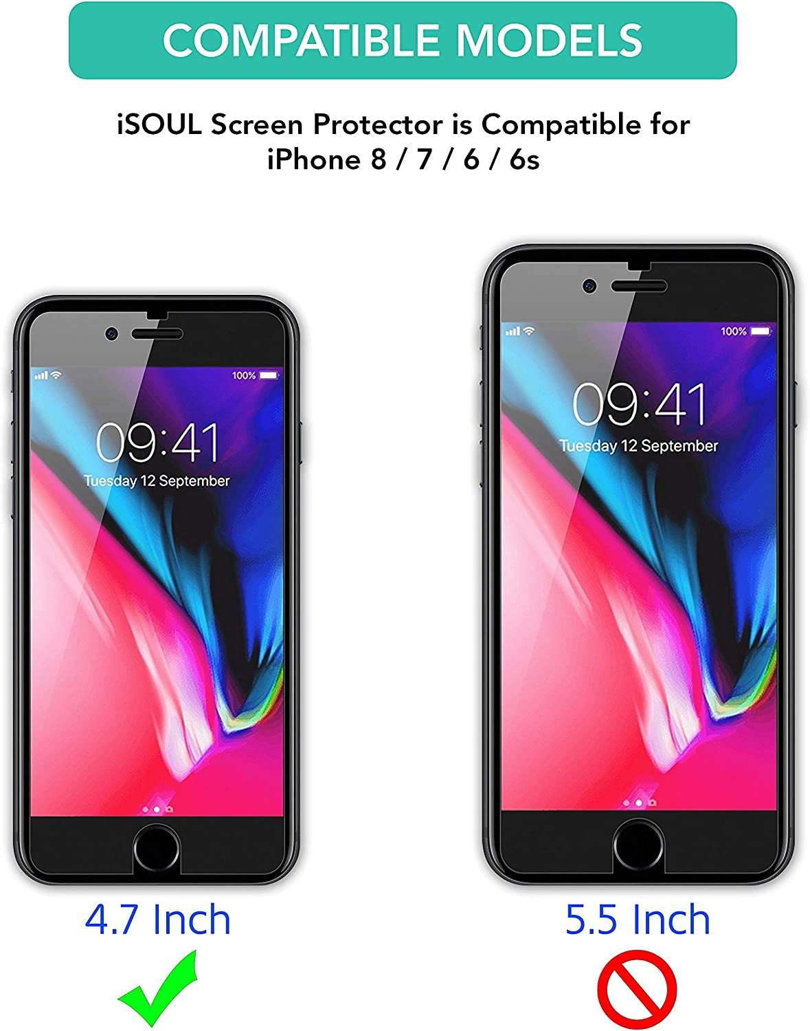 Isoul [4 Pack] Screen Protector for Iphone SE 3/2 (2022/2020)/ 8/7/6S/6 Tempered Glass Film 9H HD, 2.5D Edge 4.7 Inch [3D Touch] [Compatible with Apple SE Iphone 2Nd 3Rd Gen]  iSOUL   