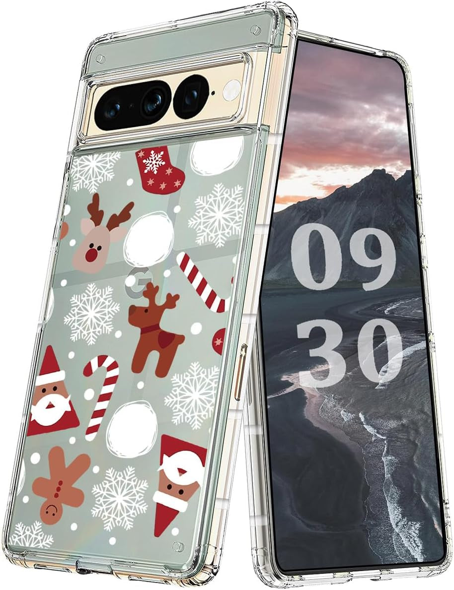 YCJACE Google Pixel 6 Pro Case Clear with Christmas Design Soft Flexible TPU Ultra-Thin Shockproof Anti-Scratch Bumper Protective Cover Case for Google Pixel 6 Pro-Christmas  YCJACE Santa Clause Google Pixel 7 Pro 