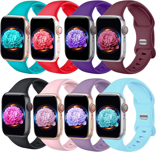 8 Pack Bands Compatible with Apple Watch Band 38Mm 40Mm 41Mm 42Mm 44Mm 45Mm 49Mm for Women Men, Breathable Soft Silicone Waterproof Sport Strap Compatible with Iwatch Series Ultra 8 7 6 5 4 3 2 1 SE  Brigtlaiff   