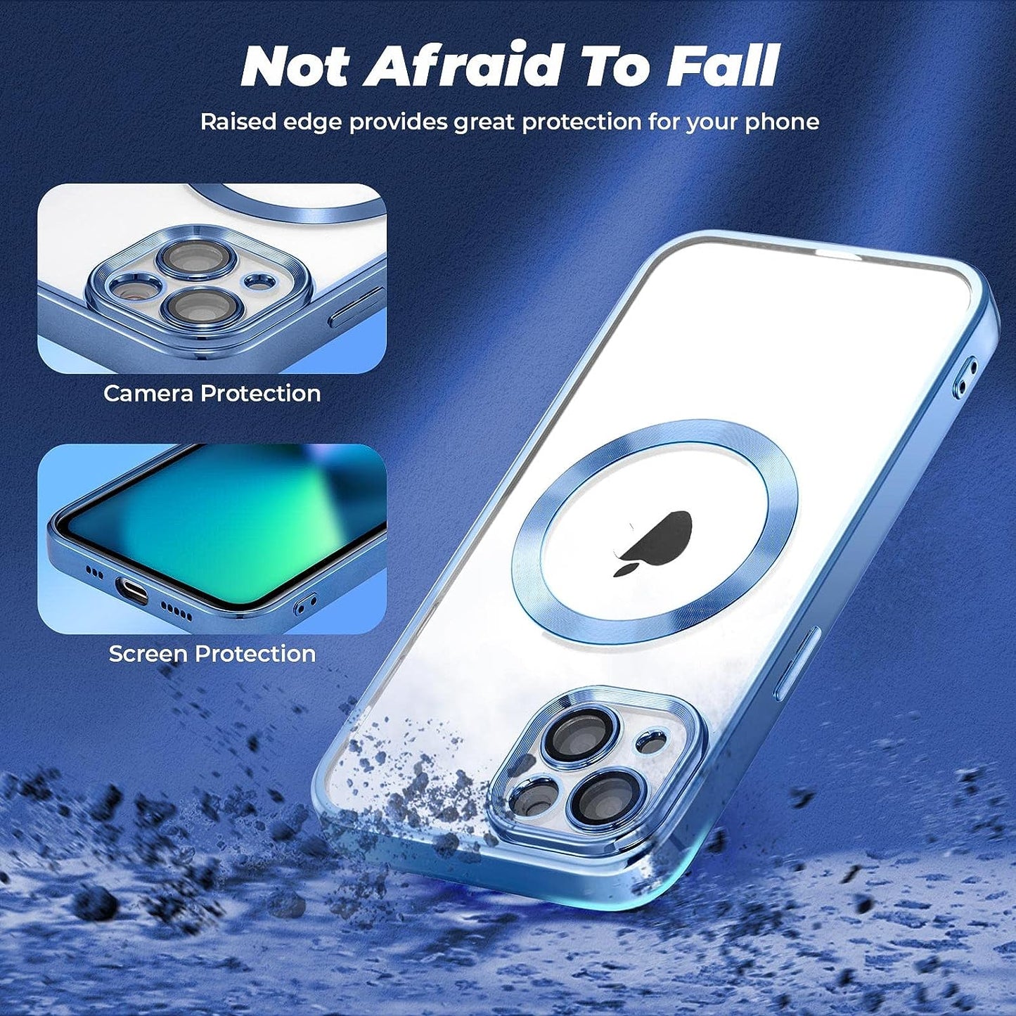 ZCDAYE Case for Iphone 13, Iphone 13 Phone Case Compatible with Wireless Charging,Blue Edge Electroplated Transparent Soft TPU Shockproof Case Cover for Iphone 13(6.1 Inches) - Blue  ZCDAYE   