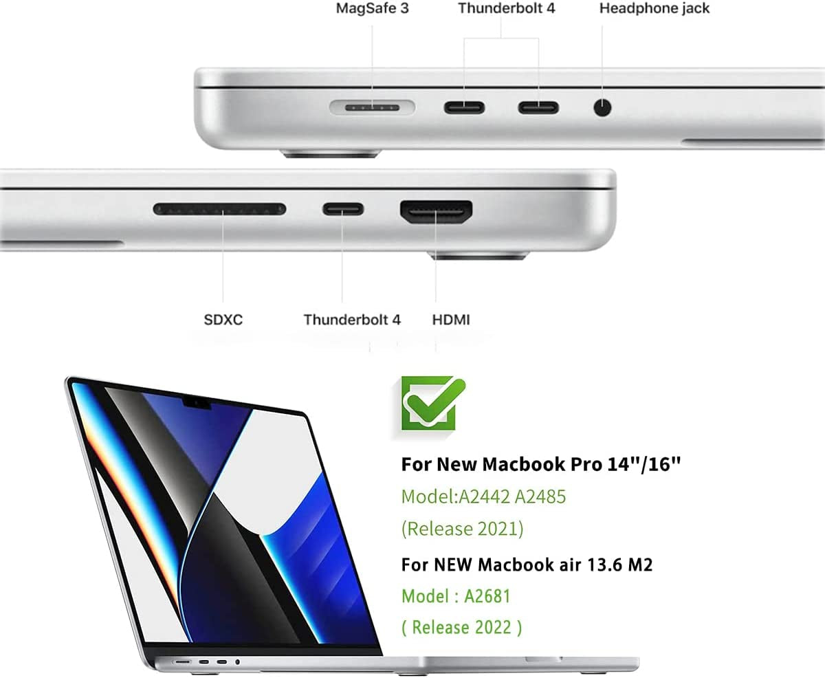 14 PCS Dust Plug Cover Compatible 2023 Macbook Air 15 Inch M2 Chip 2023 2022 Macbook Air 13.6 M2 Model A2681, HDMI, Thunderbolt, SD, Charger Port & Headphone Dust Plug Set  MUBUY-GOL   