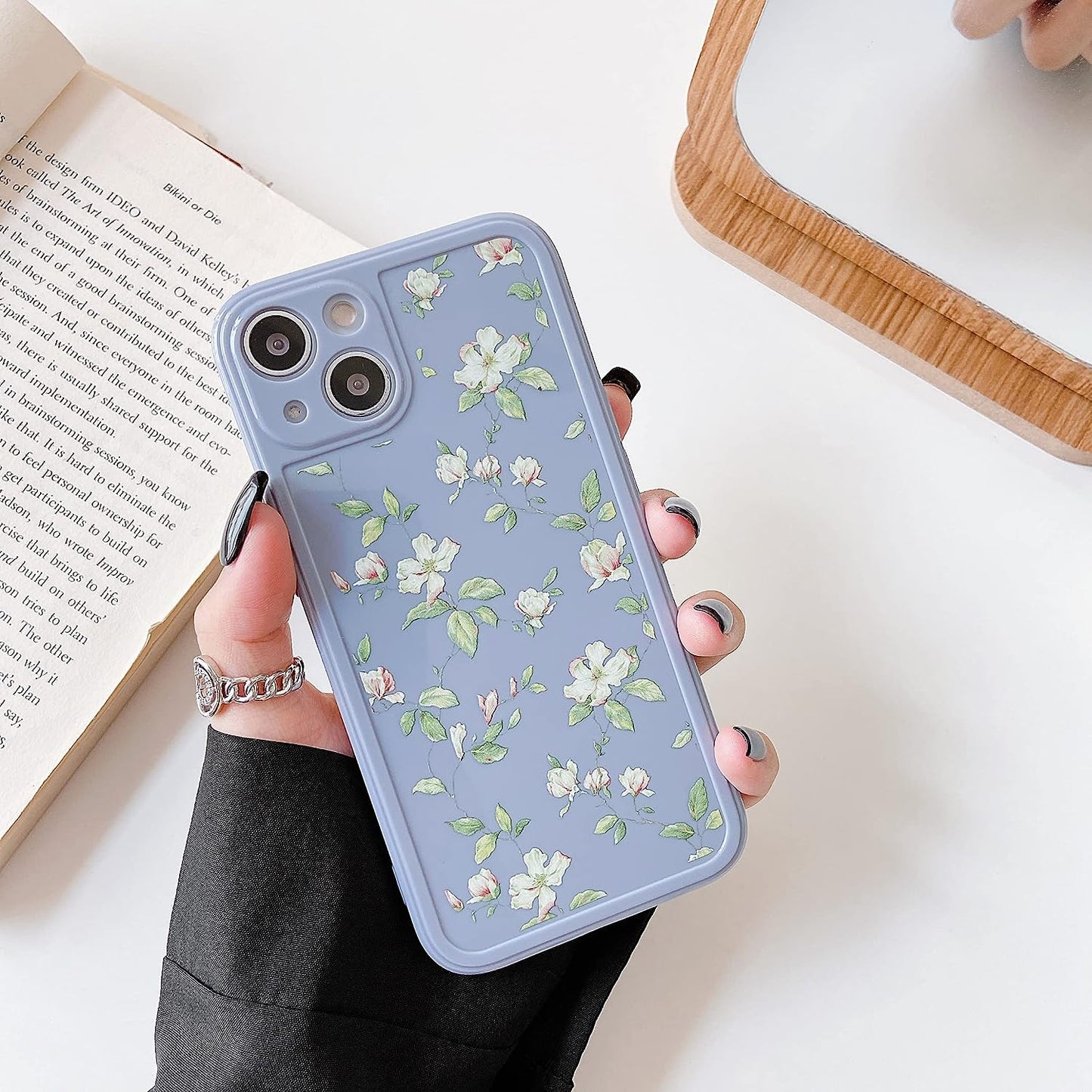 ZTOFERA Compatible with Iphone 13 Case for Girls Women, Floral Flower Pattern Design Silicone Case, Slim Shockproof TPU Protective Bumper Case Cover for Iphone 13,Grey  ZTOFERA   