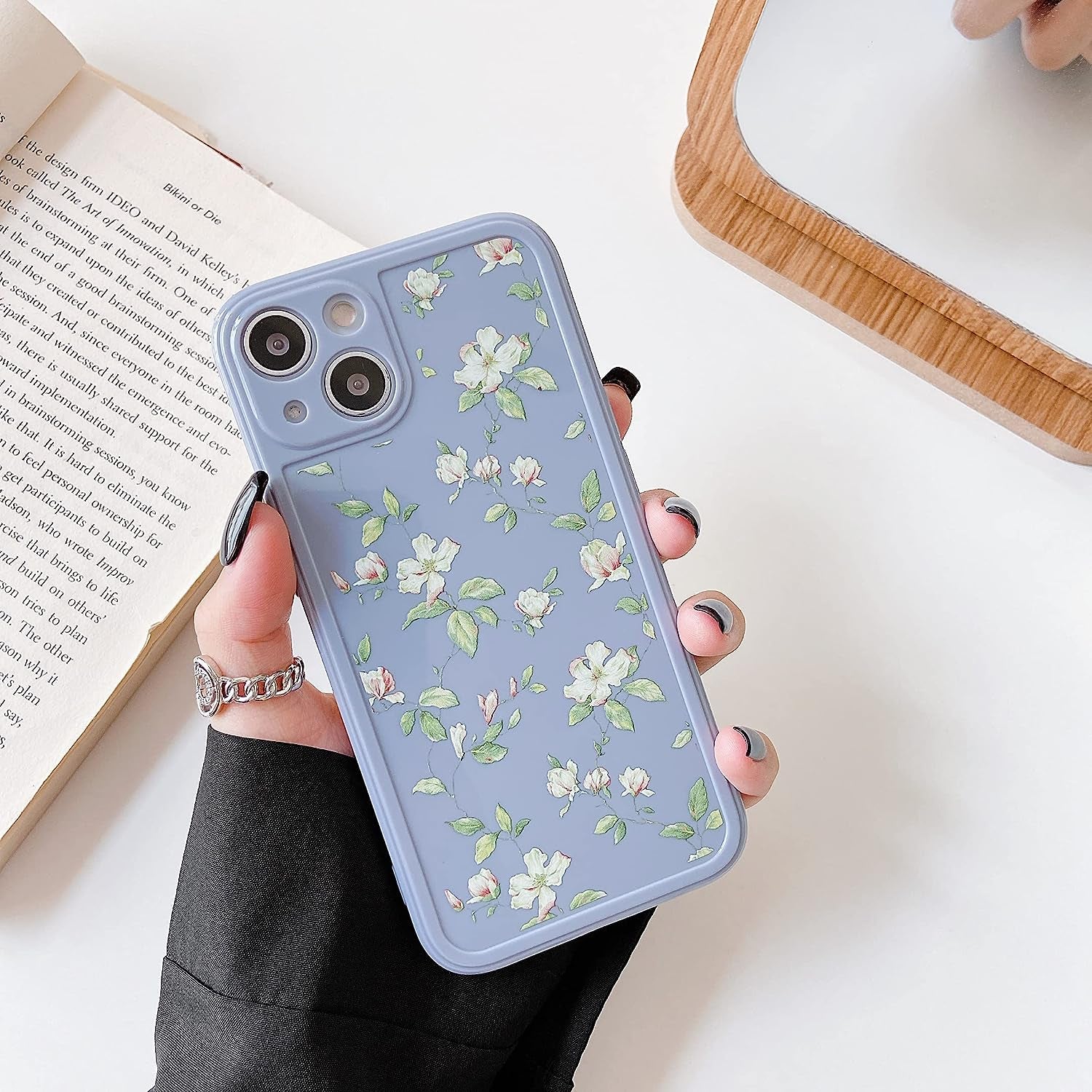 ZTOFERA Compatible with Iphone 13 Case for Girls Women, Floral Flower Pattern Design Silicone Case, Slim Shockproof TPU Protective Bumper Case Cover for Iphone 13,Grey  ZTOFERA   