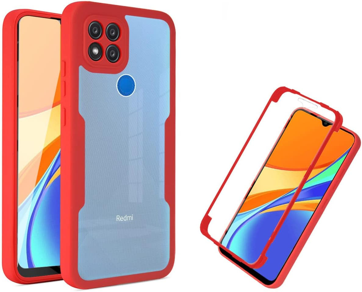 Ysnzaq Full Surround Clear Phone Case for Xiaomi Redmi 10A /Redmi 9C, Soft TPU Screen Shockproof Protection with Wireless Charging Phone Cover for Xiaomi Redmi 10A /Redmi 9C QB Black  Ysnzaq Red  