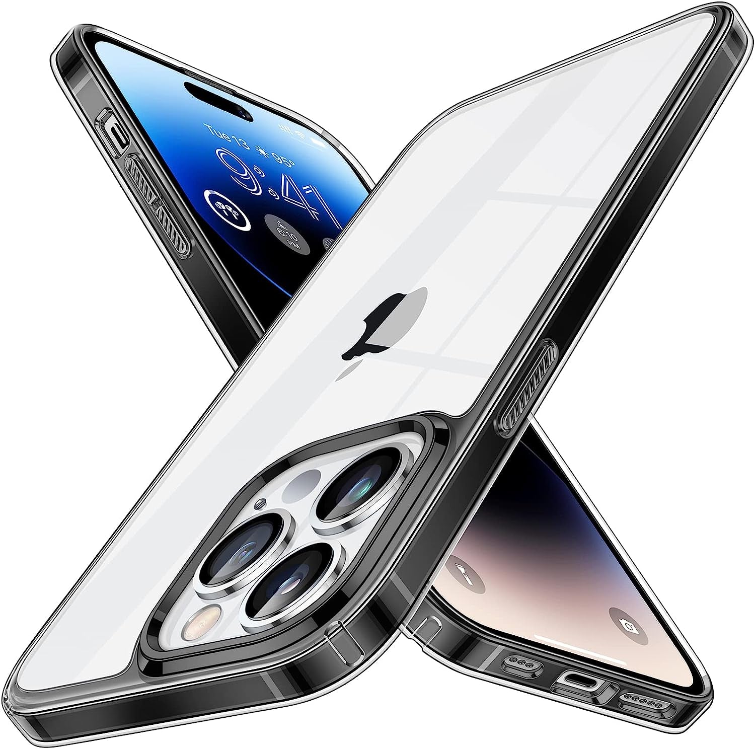 Simtect Ultra Clear Designed for Iphone 14 Pro Max Case, [Non-Yellowing] [10 FT Military Drop Protection] Slim Fit yet Protective Shockproof Bumper with Airbag Phone Case Cover 6.7 Inch- Crystal Clear  Simtect E-Clear Black Iphone 14 Pro Max 