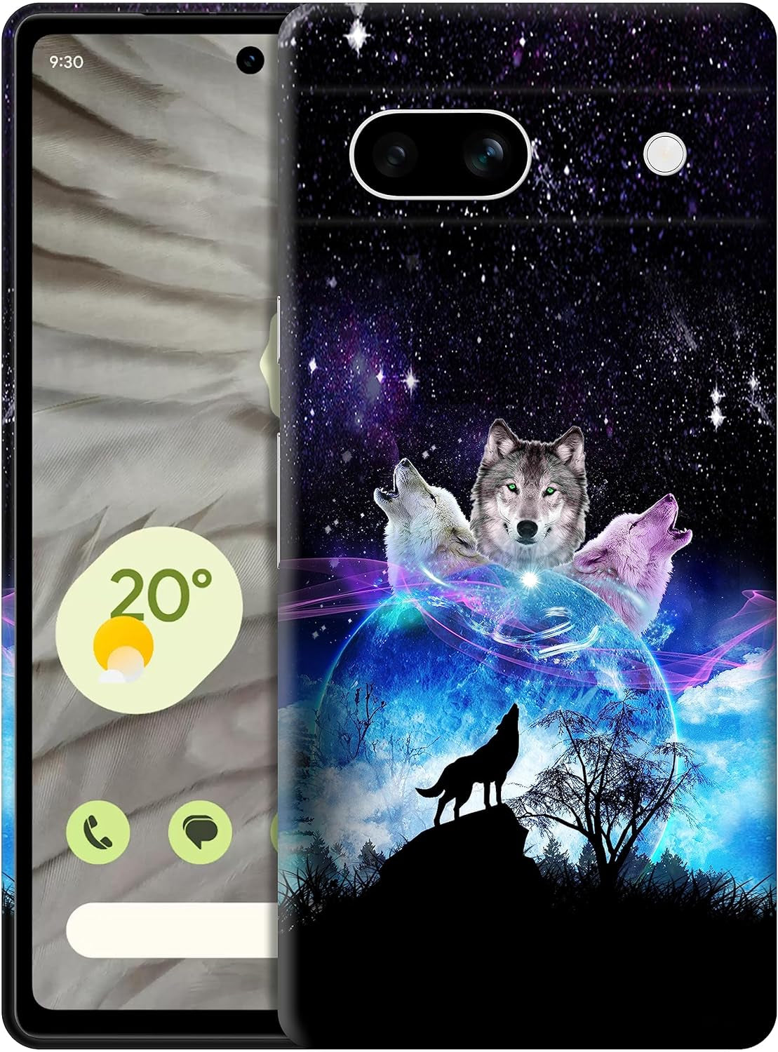 Glisten - Google Pixel 7A Case, Google Pixel 7A 5G Case - Space Galaxy Wolf Face Design Printed Cute Plastic Hard Snap on Protective Designer Back Phone Case/Cover for Google Pixel 7A. [6.1"]  Glisten   