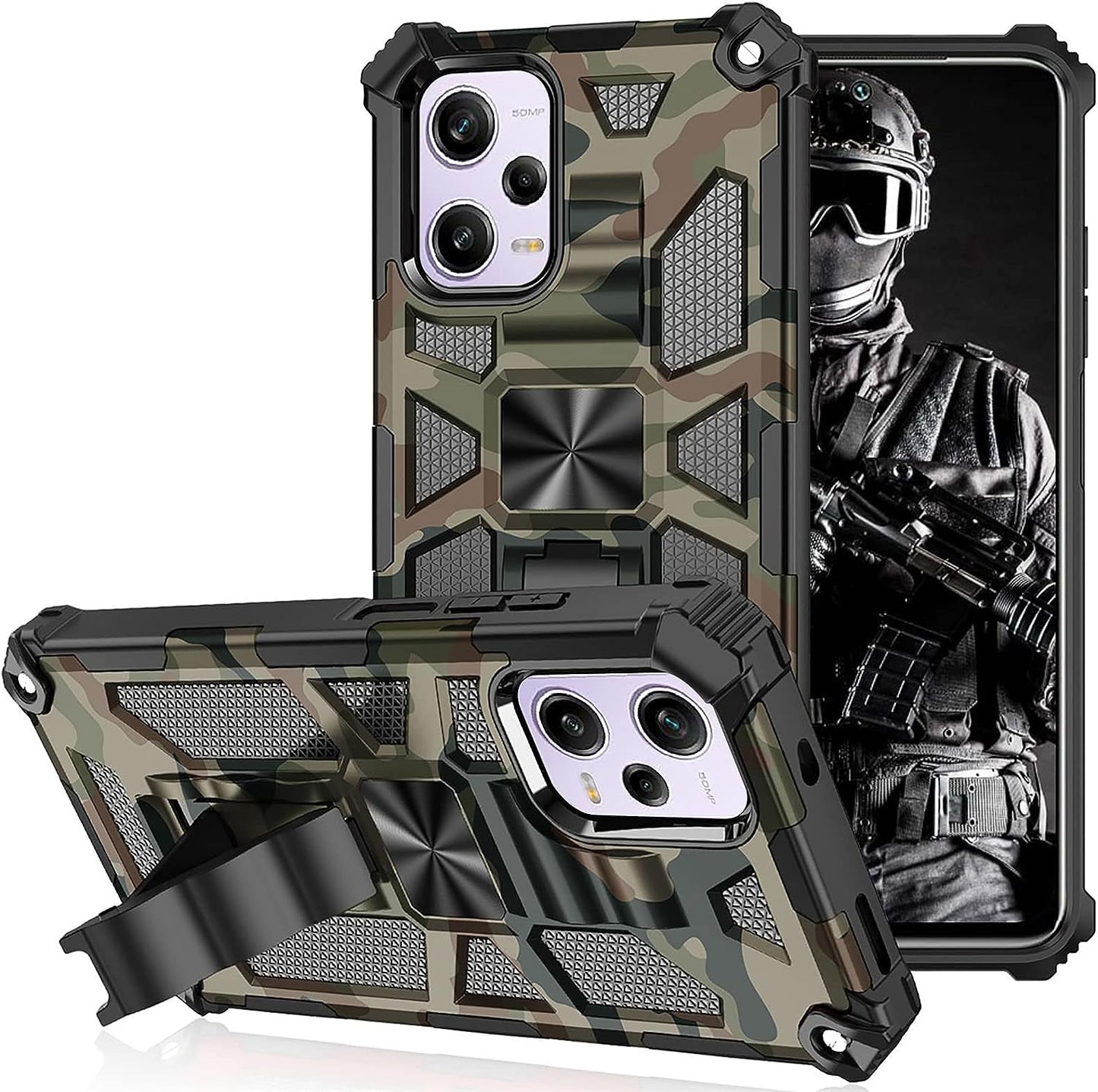 Tncavo Camouflage Case for Xiaomi Redmi Note 12 Pro 5G with Stand, Military Grade Heavy Duty Armor Cases Shockproof Protection Phone Cover for Xiaomi Poco X5 Pro/Redmi Note 12 Pro 5G MC Blue Camo  Tncavo Camouflage Full 