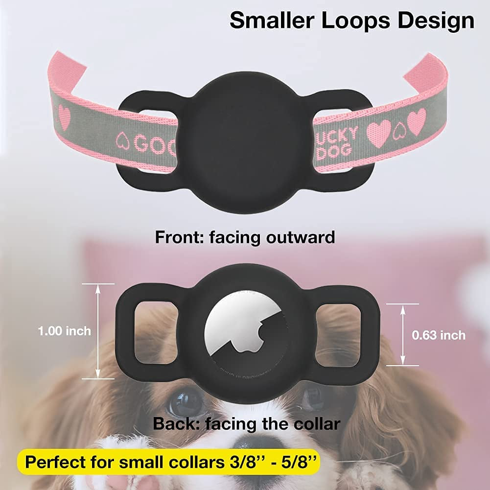 WHALEZON Airtag Cat Collar Holder, Small Air Tag Dog Collar Holder Compatible with Apple Tag, Anti-Lost Pet Tracker Cases Fit on Puppy Collars 3/8" 5/8"  WHALEZON   