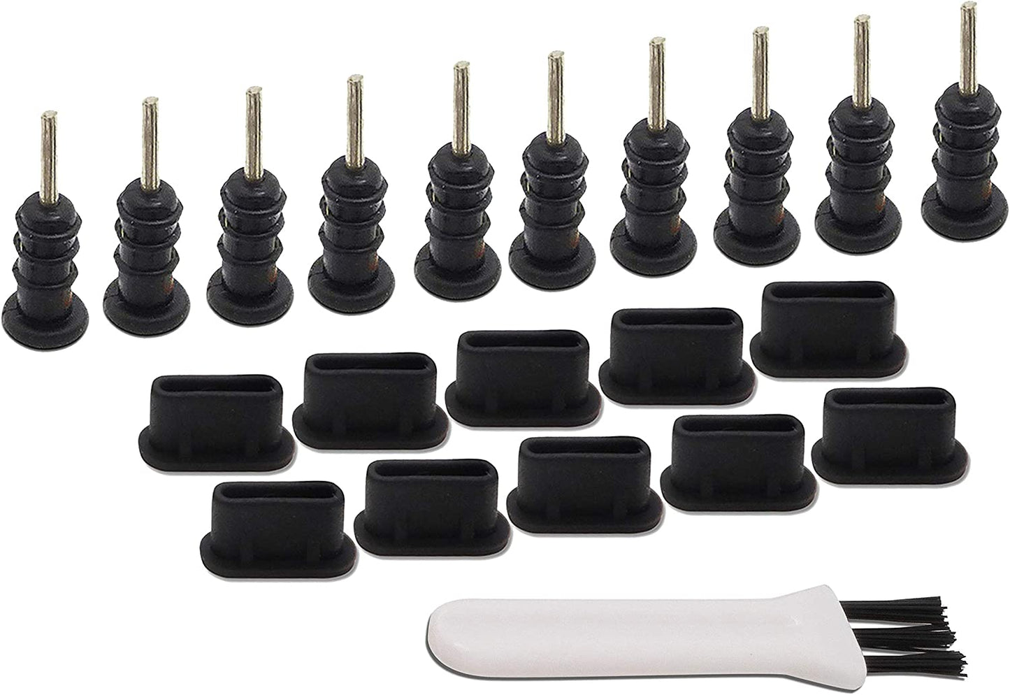 Portplugs USB C Dust Plugs (10-Pack) - Compatible with Samsung Galaxy S23/S22/S21/S20, Pixel, Type C Android Charge Ports, Macbook, Tear Resistant Silicone Plugs with Cleaning Brush (Black)  PortPlugs Black, 10 Pairs 10 Pairs 