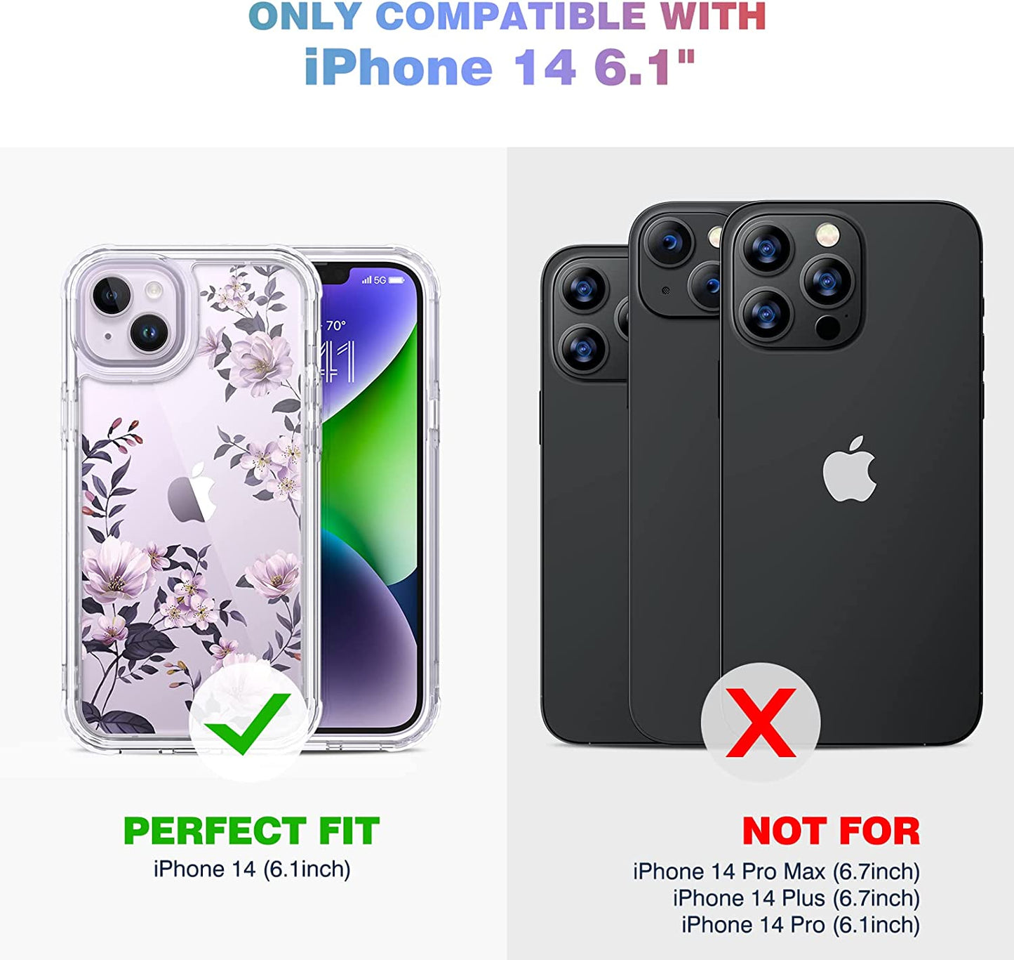 Diaclara Designed for Iphone 14 Case, Full Body Rugged Case with Built-In Touch Sensitive Anti-Scratch Screen Protector, with Camera Lens Protector for Iphone 14 6.1" (Camellia)  Diaclara   