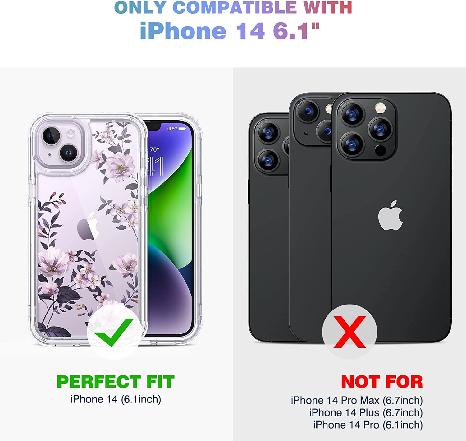 Diaclara Designed for Iphone 14 Case, Full Body Rugged Case with Built-In Touch Sensitive Anti-Scratch Screen Protector, with Camera Lens Protector for Iphone 14 6.1" (Camellia)  Diaclara   