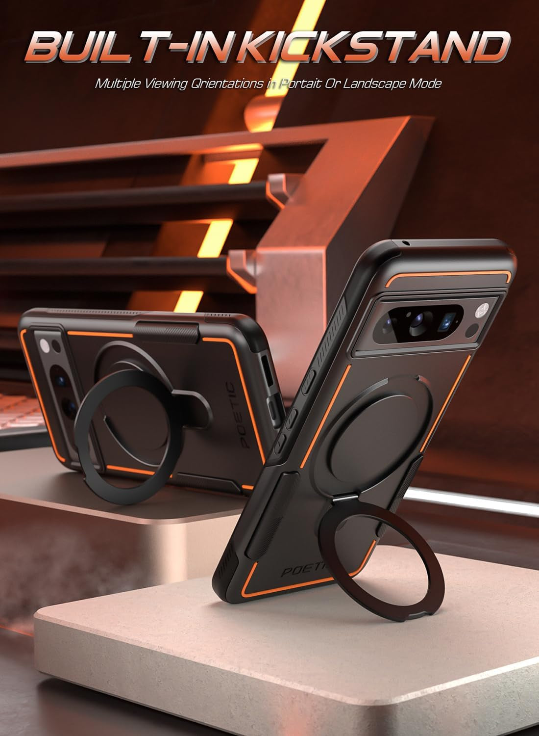 Poetic Neon Magpro Case Designed for Google Pixel 8 Pro 5G 6.7 Inch,[Compatible with Magsafe] Dual Layer Heavy Duty Tough Rugged Shockprotective New Cover, Magnetic Ring Stand, Black  Poetic   