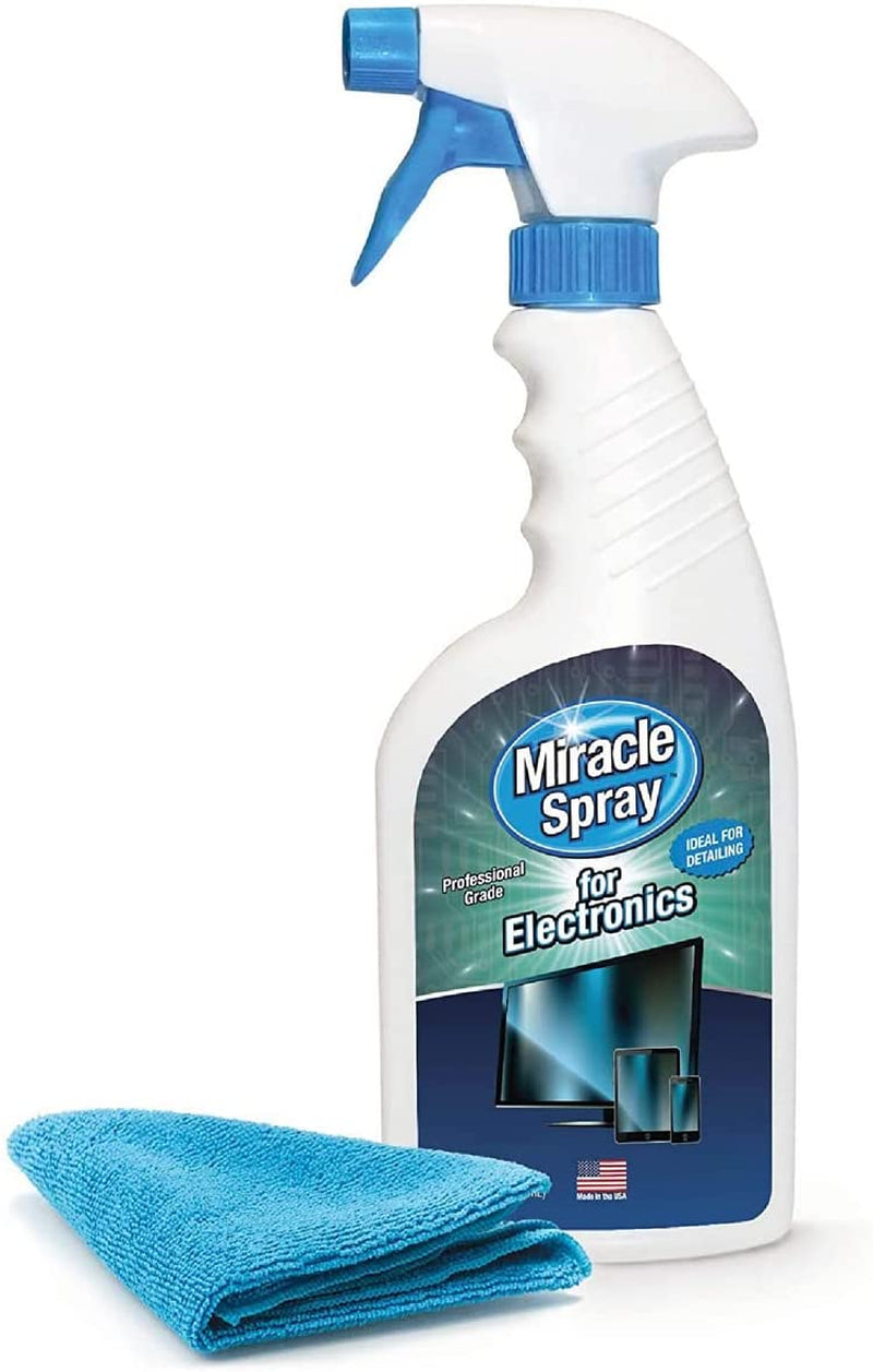 Miraclespray for Electronics Cleaning, Safe Multisurface Cleaner for Any TV, Phone, Monitor, Keyboard, Screen, Computer, Includes Microfiber Towel - 16 Ounce Kit  Miracle Brands   