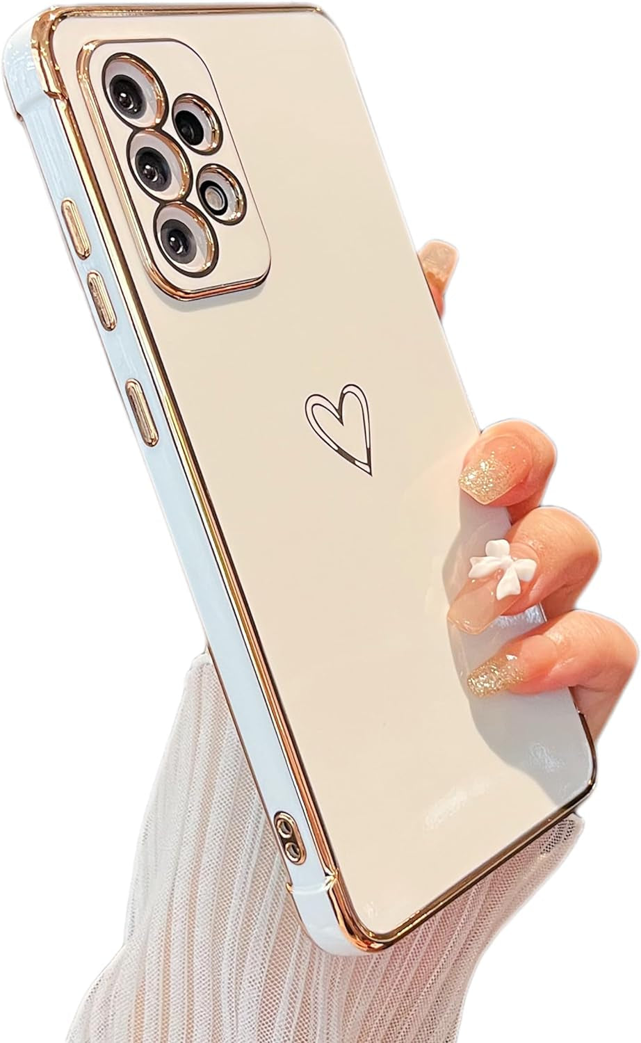ZTOFERA Designed for Samsung Galaxy A53 Case,Cute Plating Edge Love Hearts Pattern with Camera Lens Protection Phone Cover for Samsung Galaxy A53 5G,White  ZTOFERA   