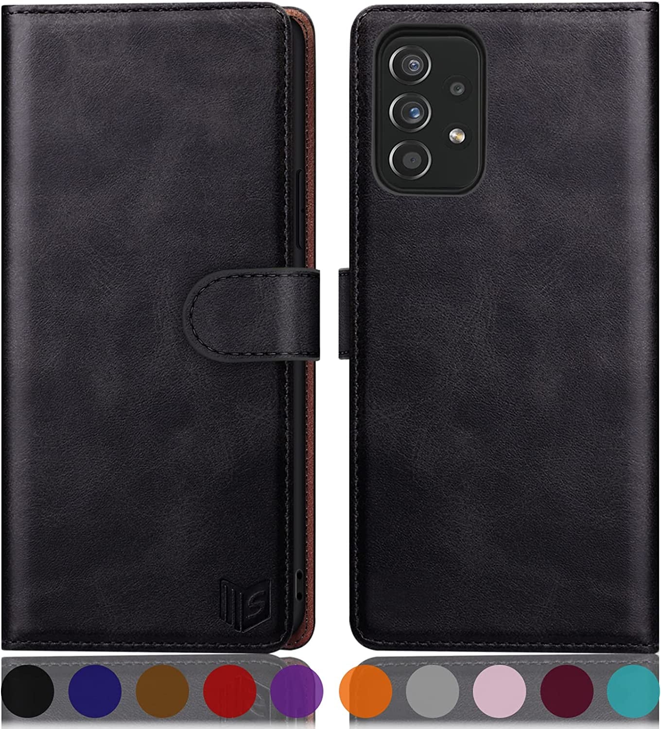 SUANPOT for Samsung Galaxy A53 5G Leather Wallet Case with RFID Credit Card Holder Flip Folio Book Phone Case Shockproof Cover for Women Men for Samsung A53 Case Wallet Light Brown  SUANPOT Black  