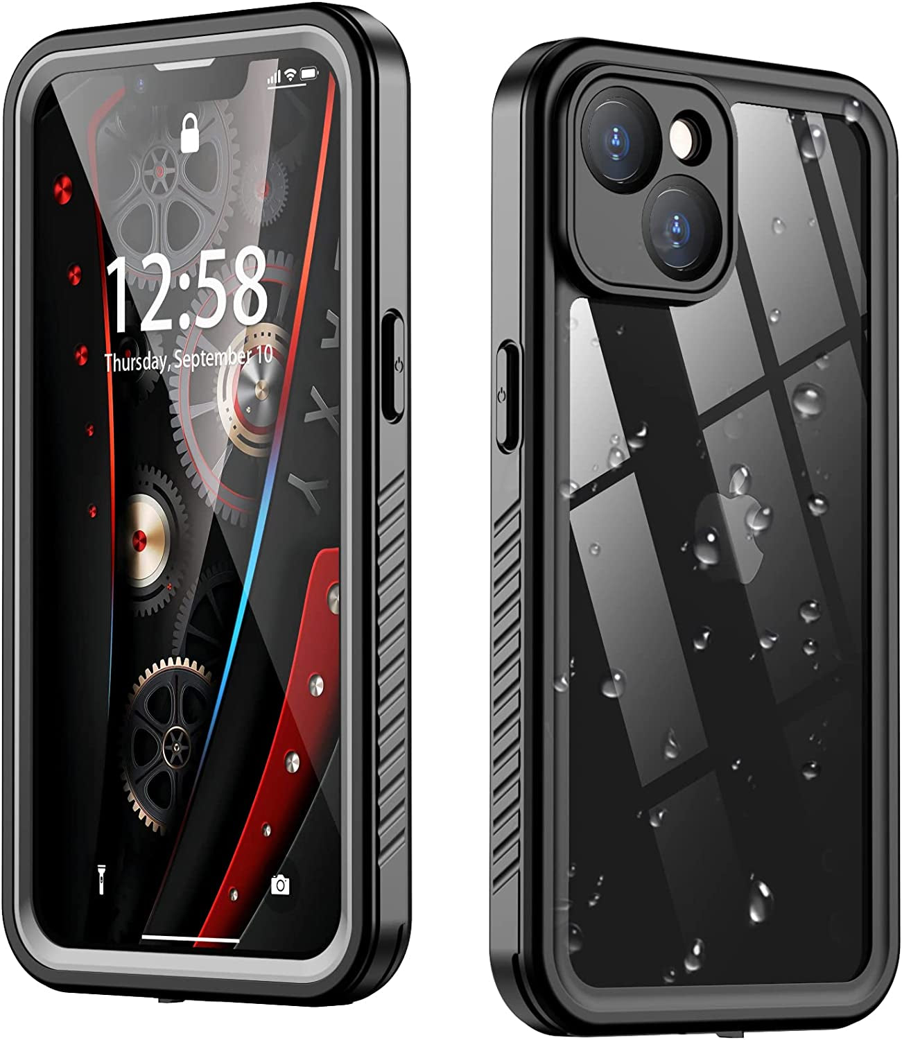 AMILIFECASES Clear Iphone 14 plus Case,With Screen Protector,Waterproof Iphone 14 plus Protective Case for Men Women,Apple Iphone 14 plus Phone Case Heavy Duty Shock Proof  AMILIFECASES Black Iphone 14 Plus 