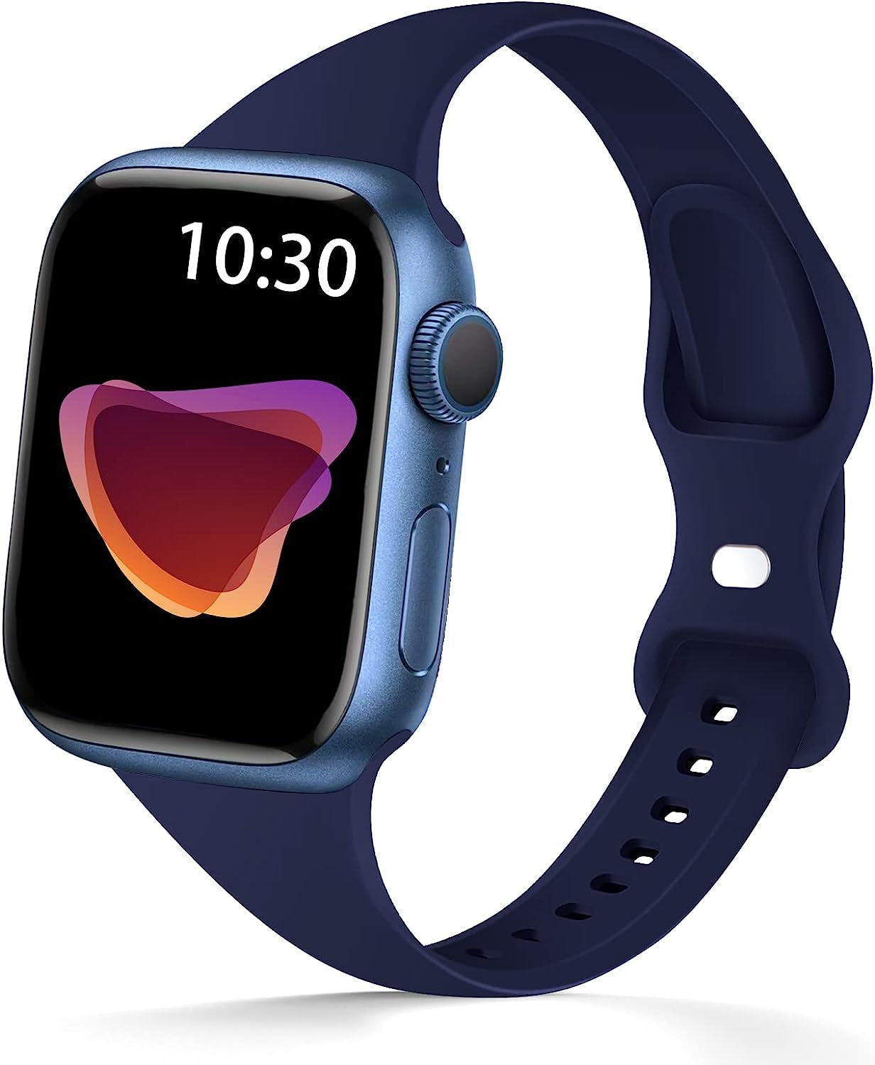 AUSOJOY Compatible with Apple Watch Slim Band, Silicone Sport Band Replacement, 38Mm 40Mm 41Mm 42Mm 44Mm 45Mm, Compatible with Apple Watch Series 7/6/5/4/3/2/1/SE for Women/Men  AUSOJOY Navy Blue 42mm/44mm/45mm 