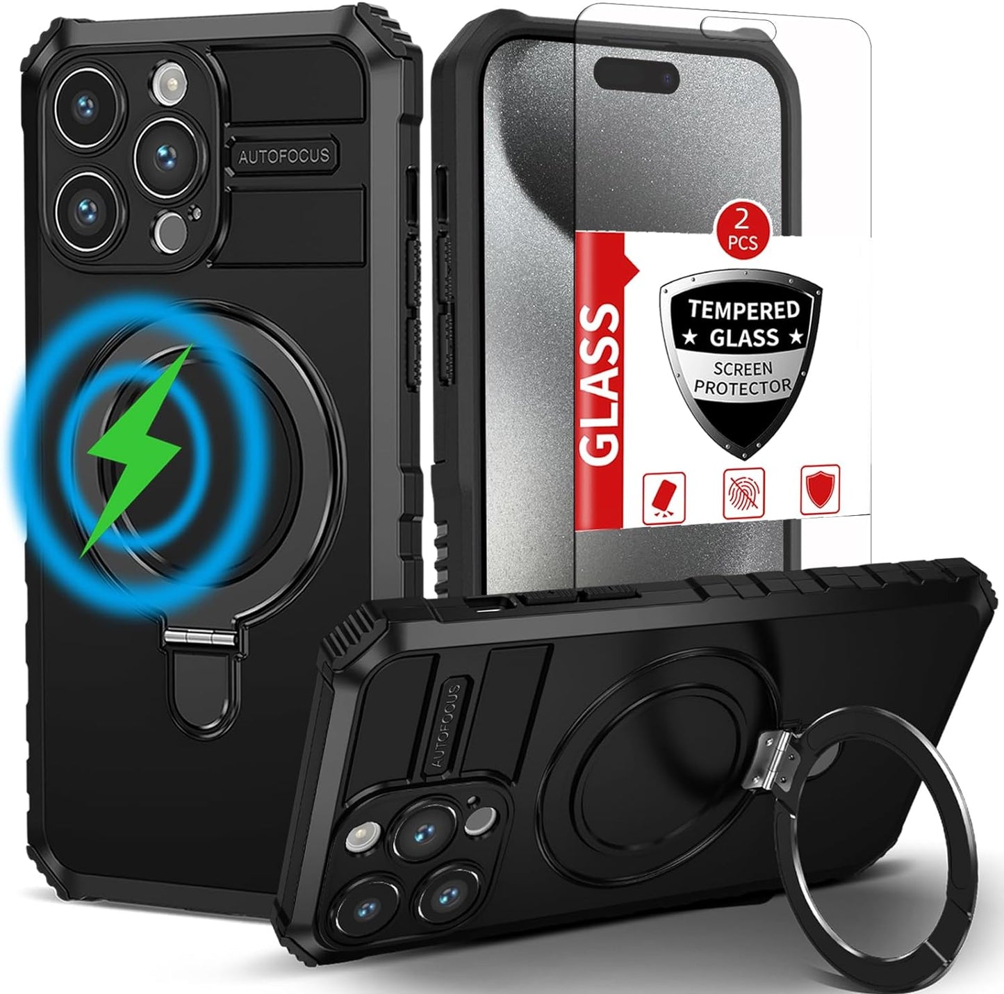 IYTRRYH Magnetic for Samsung Galaxy S21 Ultra Case[Compatible with Magsafe] with Tempered Glass Screen Protector,Military Grade Drop Protection Shockproof Galaxy S21 Ultra Phone Case Man 6.8'' Black  IYTRRYH Black Iphone 15 Pro Max 