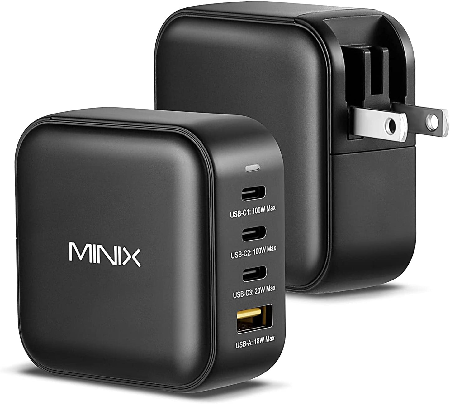 MINIX NEO P3 100W Turbo 4-Ports Gan Wall Charger, 3 X USB-C Port Fast Charging Adapter(Max 100W/20W), 1 USB-A (Max 18W). Compatible with Macbook Pro Air, Ipad Pro, Iphone 13,12,Galaxy S9 and More.  MINIX Technology Limited   