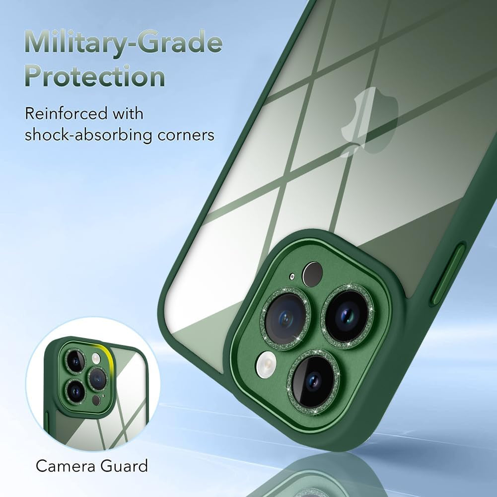 Tharlet Clear for Iphone 14 Pro Case [10FT Military Grade Drop Tested] White Silicone Slim Clear Hard Back Frame with Glitter Camera Lens Case for Iphone 14 Pro Phone Case, Blue (6.1")  tharlet   