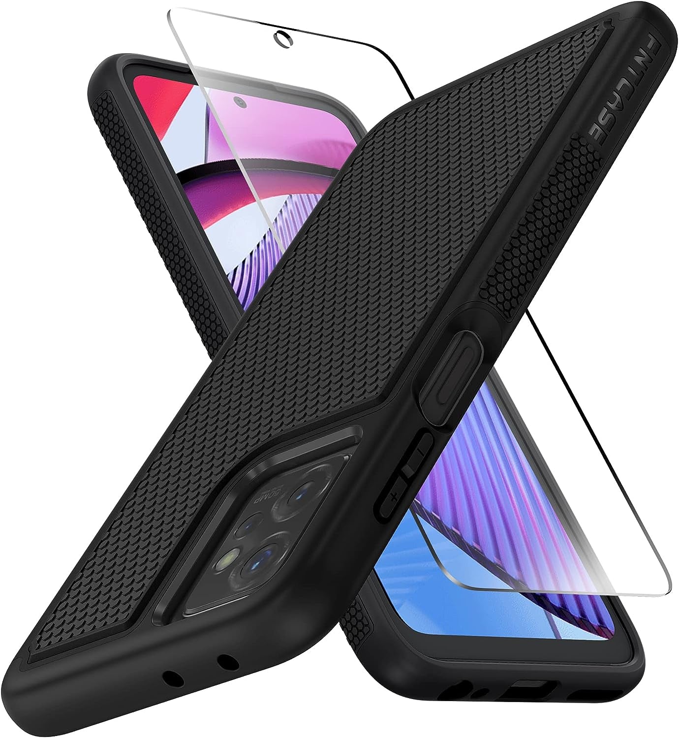 FNTCASE for Motorola Moto G-Power-5G 2023 Case: Moto G 5G 2023 Case Dual Layer Shockproof Protective Textured Design Cell Phone Cover Heavy Duty Rugged Tough Back Hardshell Hybrid Slim Basic Case  FNTCASE Shiny Black  