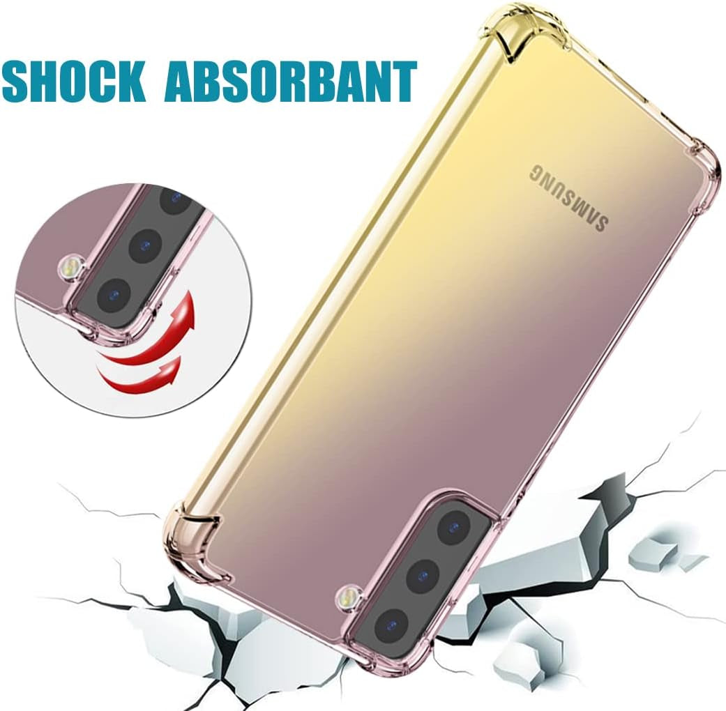 Vokuha for Galaxy S21 plus Case,Samsung S21 + Case, Cute Clear Gradient Slim Shockproof Soft Flexible TPU Back Phone Protective Cover for Samsung Galaxy S21 plus 5G (Black/Gold)  Vokuha   