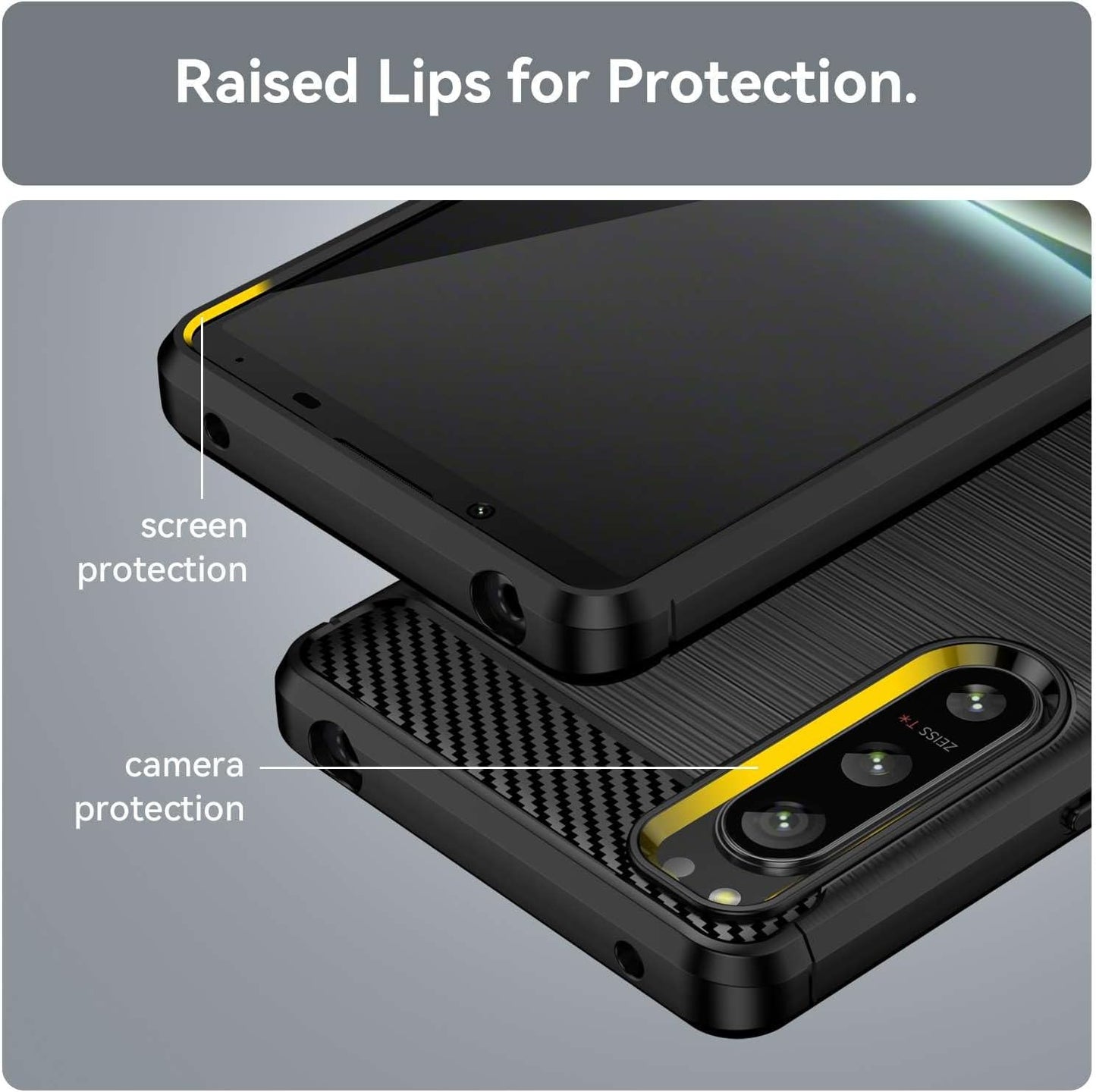 Cell Phone Case for Sony Xperia5-Iv,Refined Carbon Fiber,Anti-Fall,Anti-Fingerprint,Full Protection  IDEWEI   