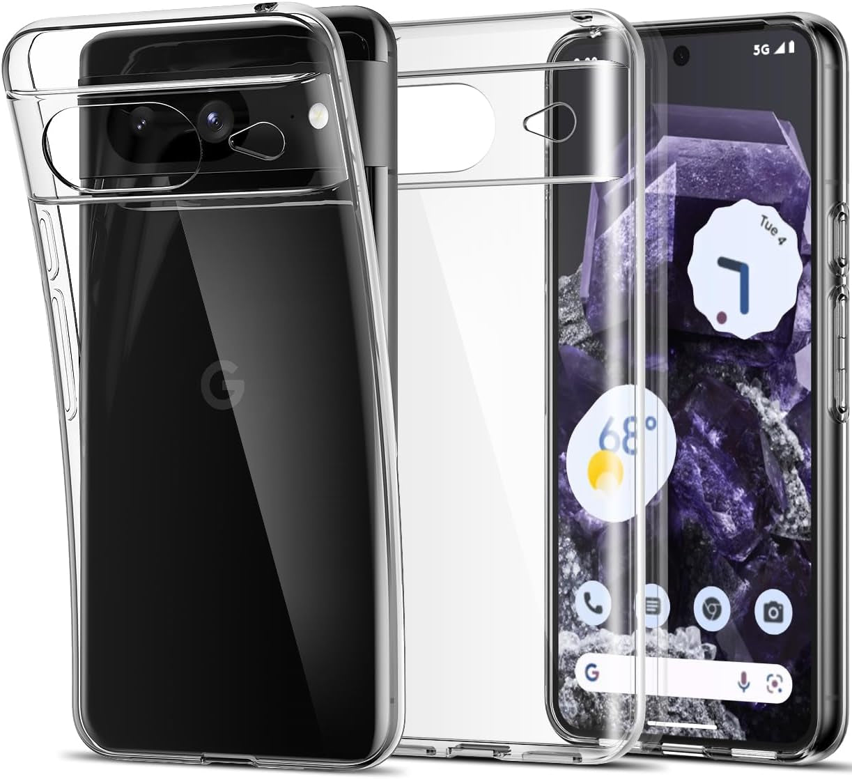 Aeska Clear Case for Google Pixel 8, Ultra [Slim Thin] Flexible Scratch Resistant Transparent TPU Shockproof Bumper Gel Rubber Soft Silicone Protective Phone Case Cover for Google Pixel 8 (Clear)  Aeska   