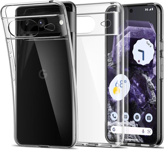 Aeska Clear Case for Google Pixel 8, Ultra [Slim Thin] Flexible Scratch Resistant Transparent TPU Shockproof Bumper Gel Rubber Soft Silicone Protective Phone Case Cover for Google Pixel 8 (Clear)  Aeska   