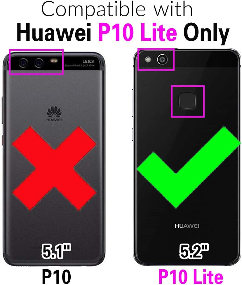 WWAAYSSXA Compatible with Huawei P10 Lite Wallet Case Wrist Strap Lanyard and Leather Flip Card Holder Stand Cell Accessories Phone Cover for Hawaii P10Lite 10P P 10 10Lite 2017 Women Men Black  WWAAYSSXA   