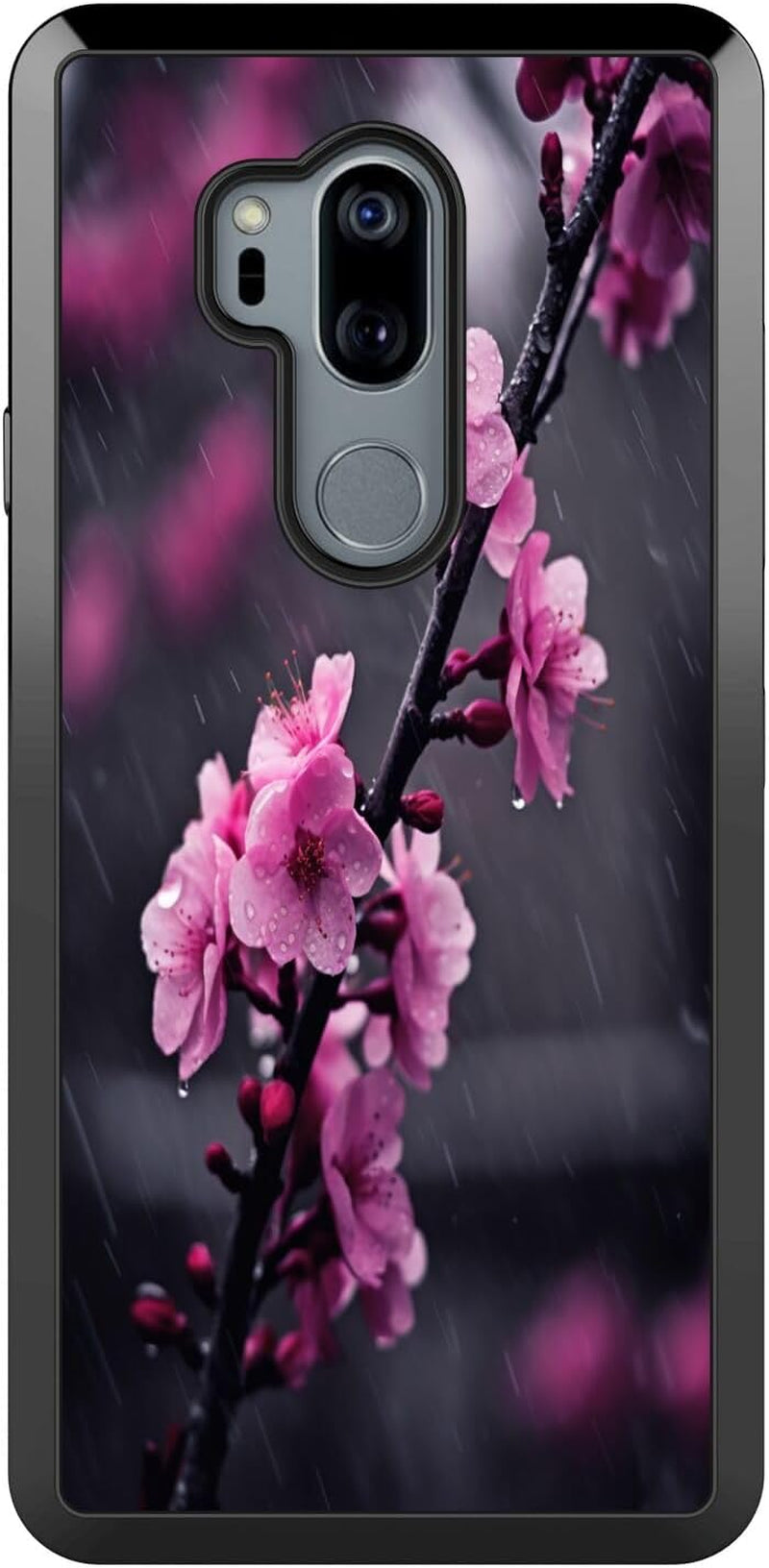 DAFEI Phone Case Compatible with LG G7 Thinq Sakura Designer Art073 Black Frame Shockproof and Slim Rubber TPU Material with Uniqe Design  MINGSHUOSY Sakura Designer Art058  