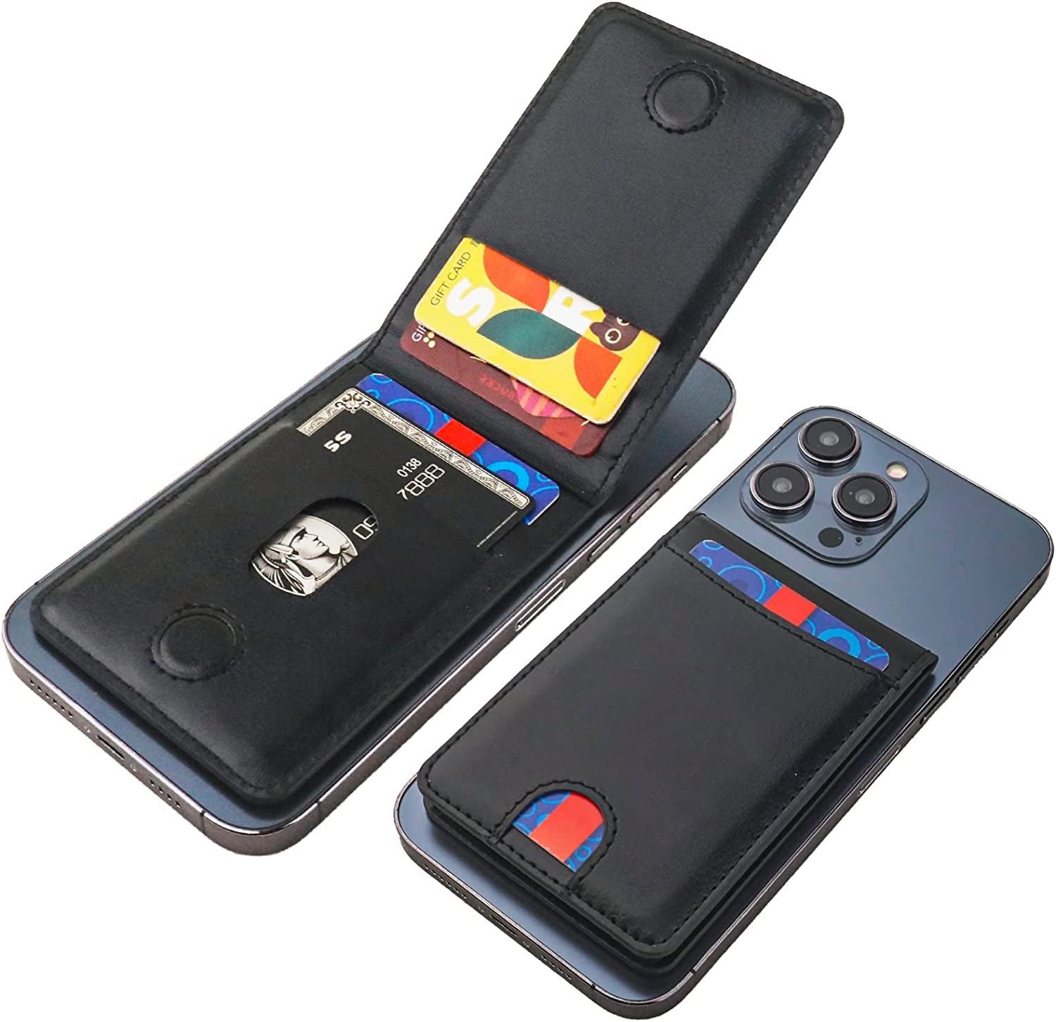 KIHUWEY for Magsafe Wallet Card Holder with Magnetic, Mag Safe Leather Detachable Kickstand RFID Wallet for Iphone 14 Pro Max/14 Pro/14/14 Plus/13 Pro Max/13 Pro/13/12 Pro Max/12 Pro/12 (Black)  KIHUWEY   