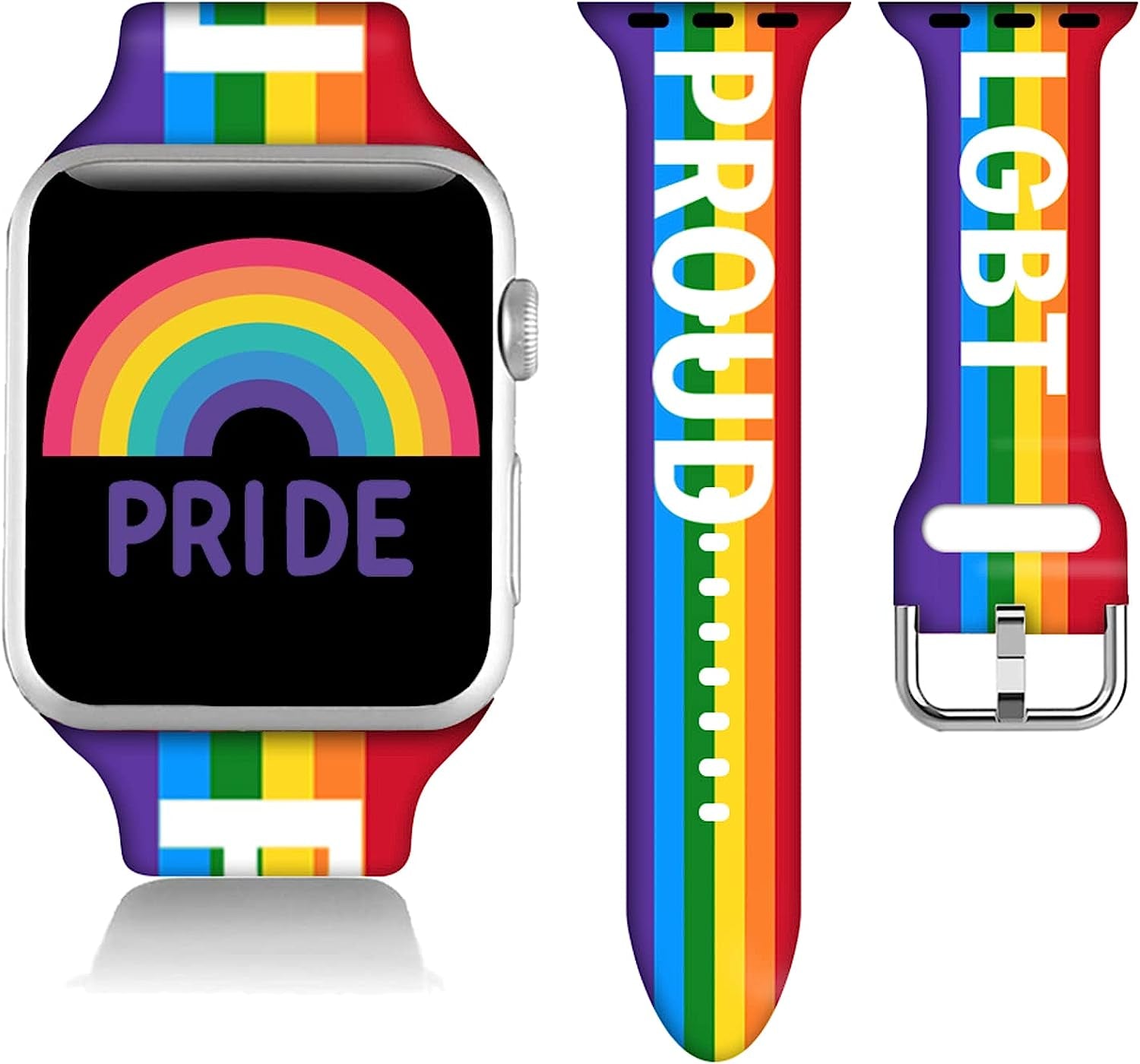 Teacher Appreciation Gifts Nurse Decorations Wristband Straps for Rainbow Apple Watch Band 38Mm/40Mm/41Mm/42Mm/44Mm/45Mm Soft Silicone Pride Watch Band Strap for Apple Smart Watch Series 7 6 5 4 3 2 1 SE.  DGDGDG Pride Lgbt Pround Rainbow Flag 38mm/40mm/41mm 