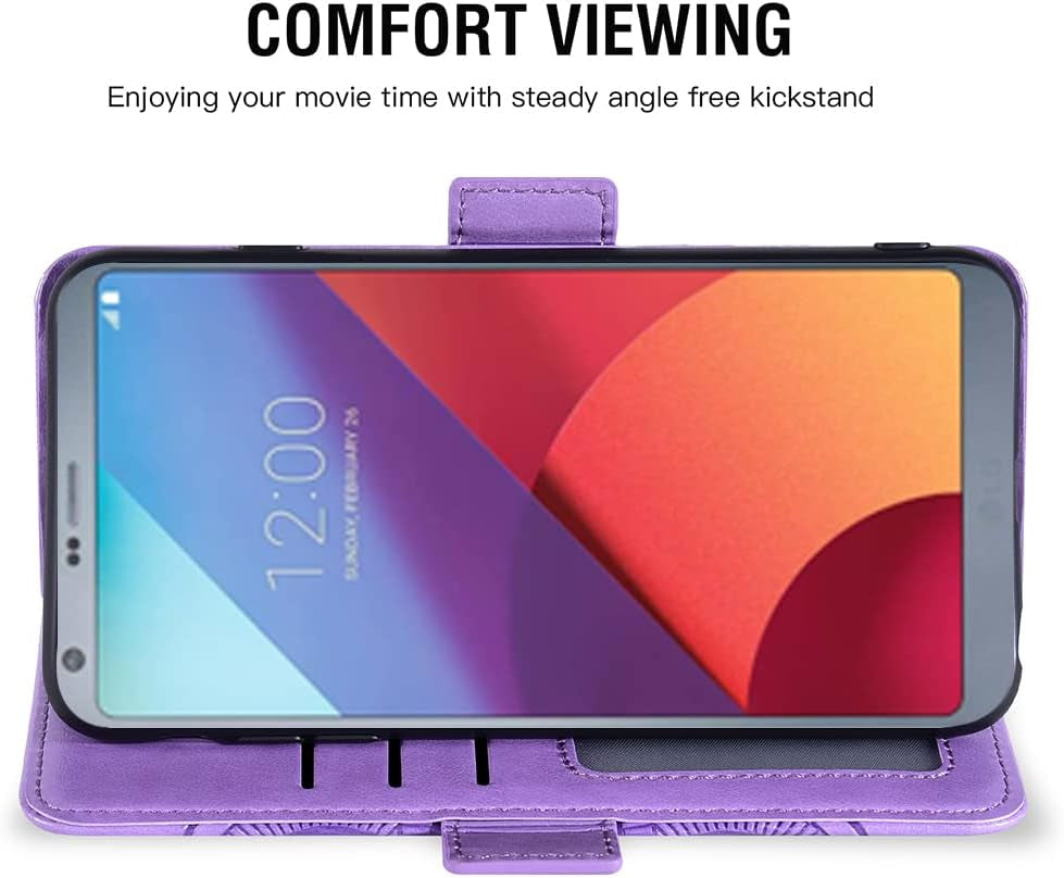 Asuwish Compatible with LG G6 Wallet Case and Tempered Glass Screen Protector Leather Flip Card Holder Stand Cell Phone Cover for LGG6 Thinq LG6 Thin Q G 6 plus G6+ 6G VS988 H872 Women Men Purple  Asuwish   