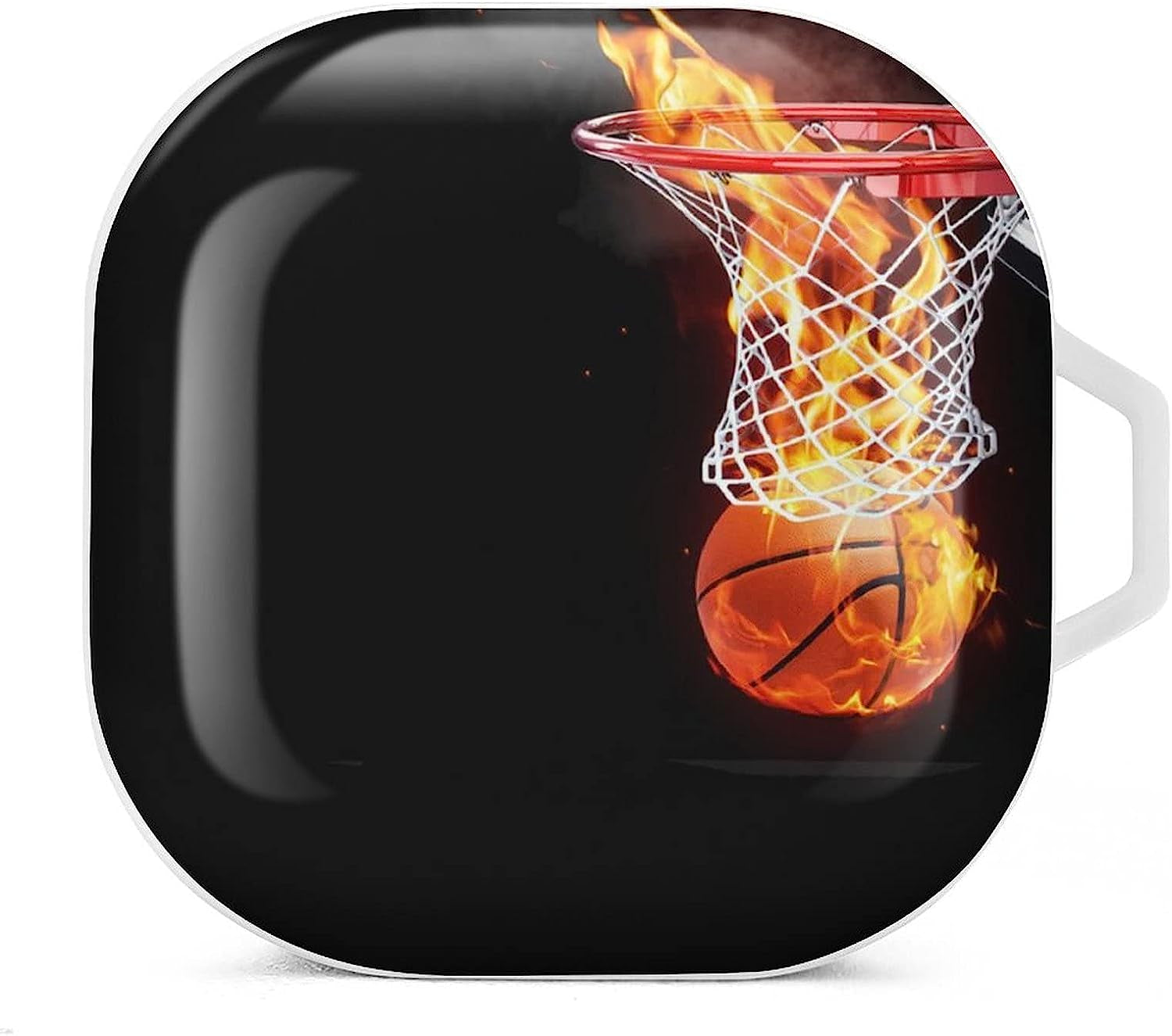 Fire and Basketball Protective Case Cover Compatible with Galaxy Buds Live/Galaxy Buds Pro/Galaxy Buds 2 Pro Charging Case for Women Men  MHXYZHW white-style  
