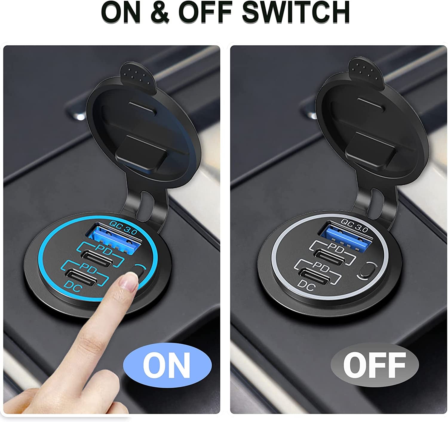 12V USB Outlet USB C Car Charger Socket – Newest 58W Lengthened RV USB Outlet 12V Socket Dual 20W PD3.0 USB-C and 18W QC3.0 Car USB Port with Button Power Switch for Car Boat Marine RV Motorcycle  Shenzhen GSG Technology Co.Ltd   