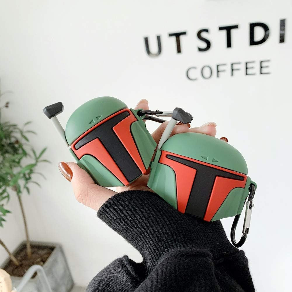 VARWANEO Earphone Case for Airpods Pro, 3D Popular Cute Mandalorian Boba Fett Silicone Design, Soft Silicone Portable&Shockproof Airpod Cover, for Apple Airpods 3&Pro Charging Case (Boba Fett)  VARWANEO   