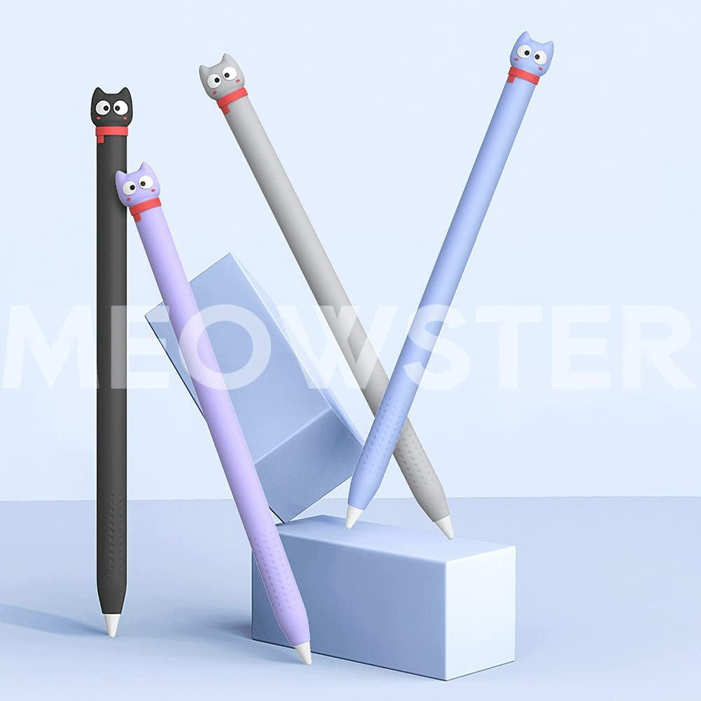 Case for Apple Pencil 1St Generation Ipencil Case Soft Silicone Sleeve Cute Cat Design Holder Protective Cover Accessories Compatible with Ipad Pencil 1St Gen (Black)  Meowster   