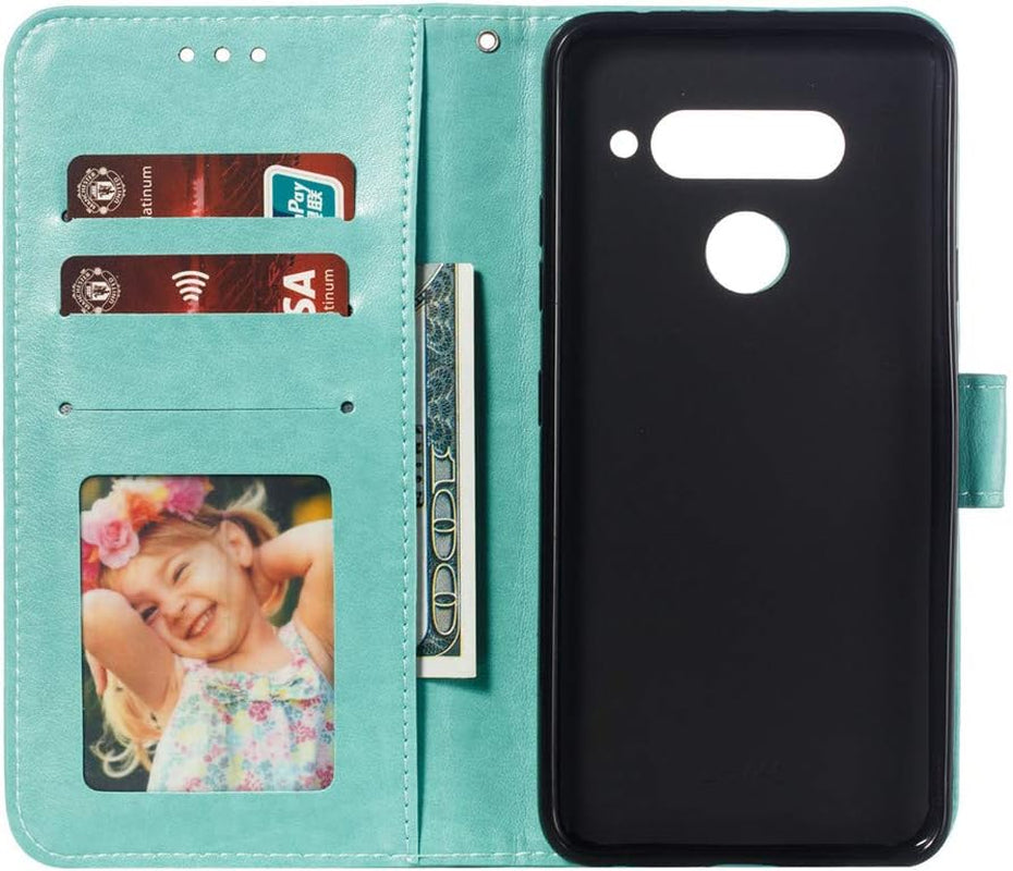 Asdsinfor LG V40 Case Full Stylish Advanced Embossing Wallet Case Credit Cards Slot with Stand for PU Leather Shockproof Flip Magnetic Case for LG V40 / V40 Thinq Sunflower Green LD  Asdsinfor   